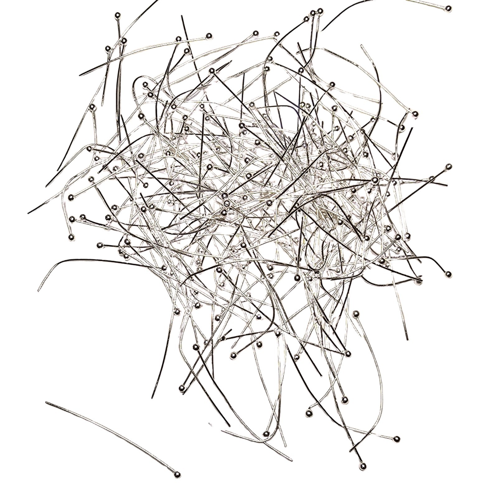 50pcs Silver Ball Head Pins 15mm 20mm 25mm 30mm Stainless Steel Jewelry Findings