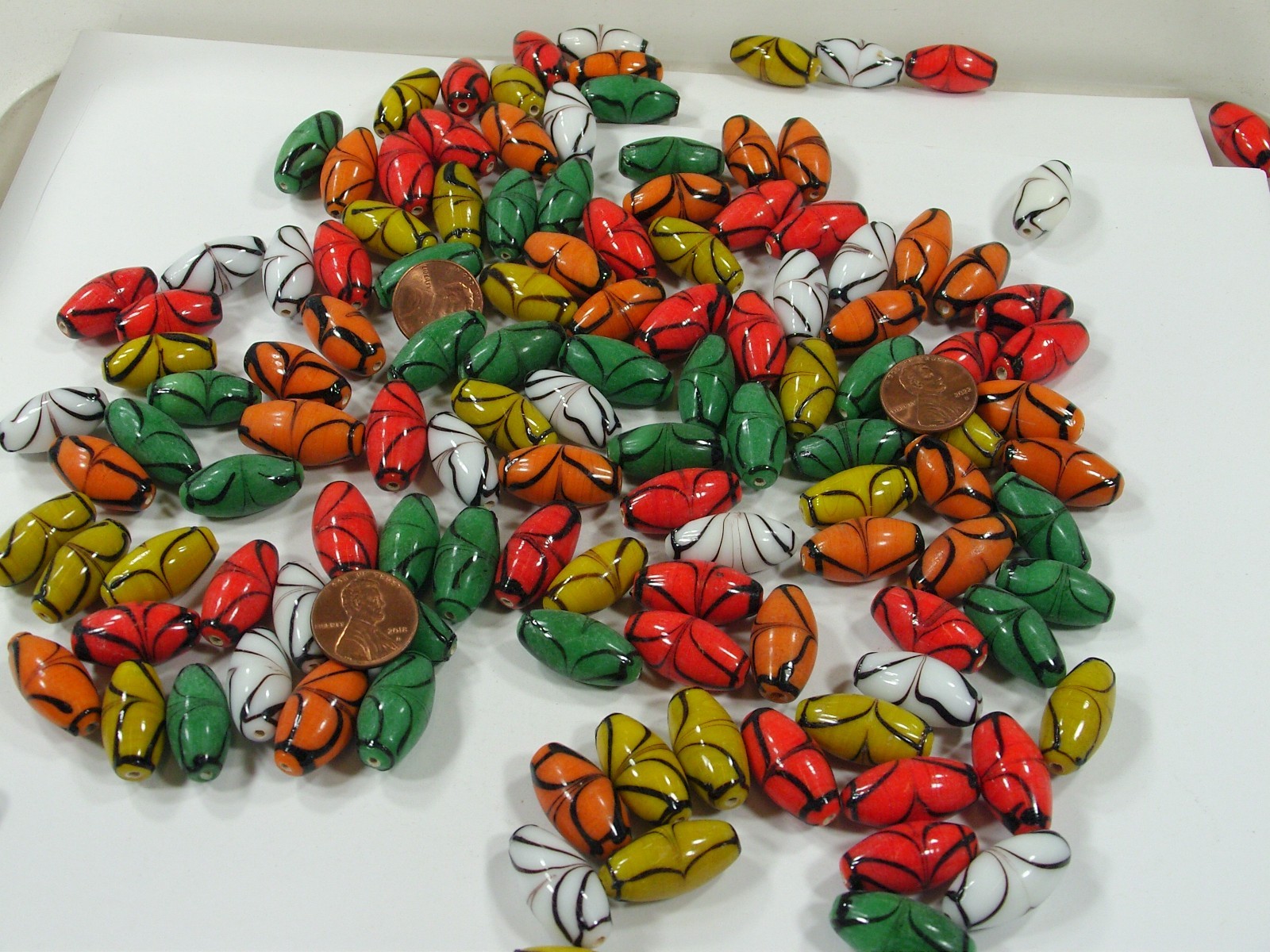 2 Pounds (11mm x 23mm) India Handmade Glass Beads Wholesale Bulk (PRL-1) ⭐