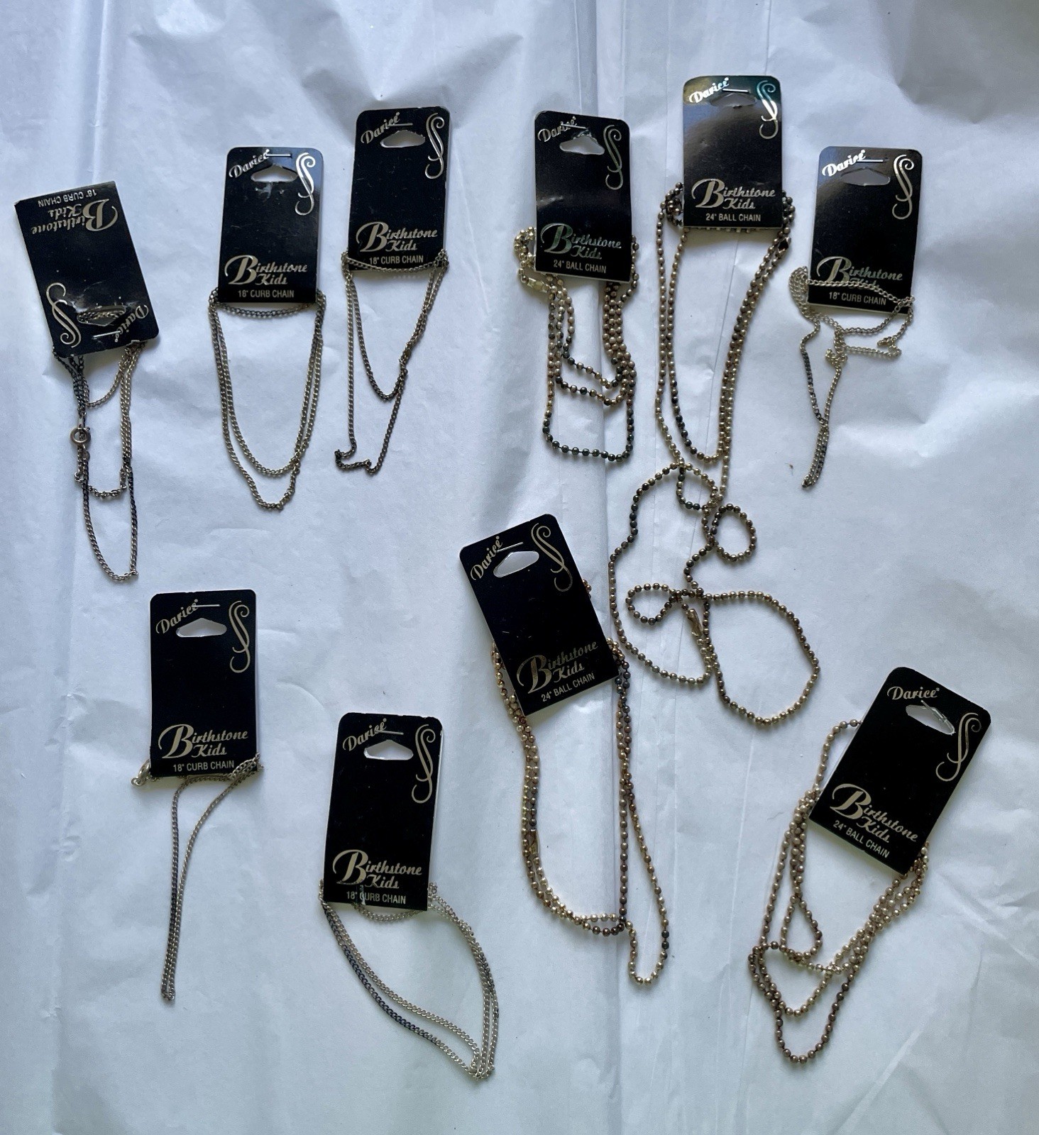 DARICE Birthstone Kids 10 PIECE LOT of BALL and CURB CHAINS For Jewelry Making