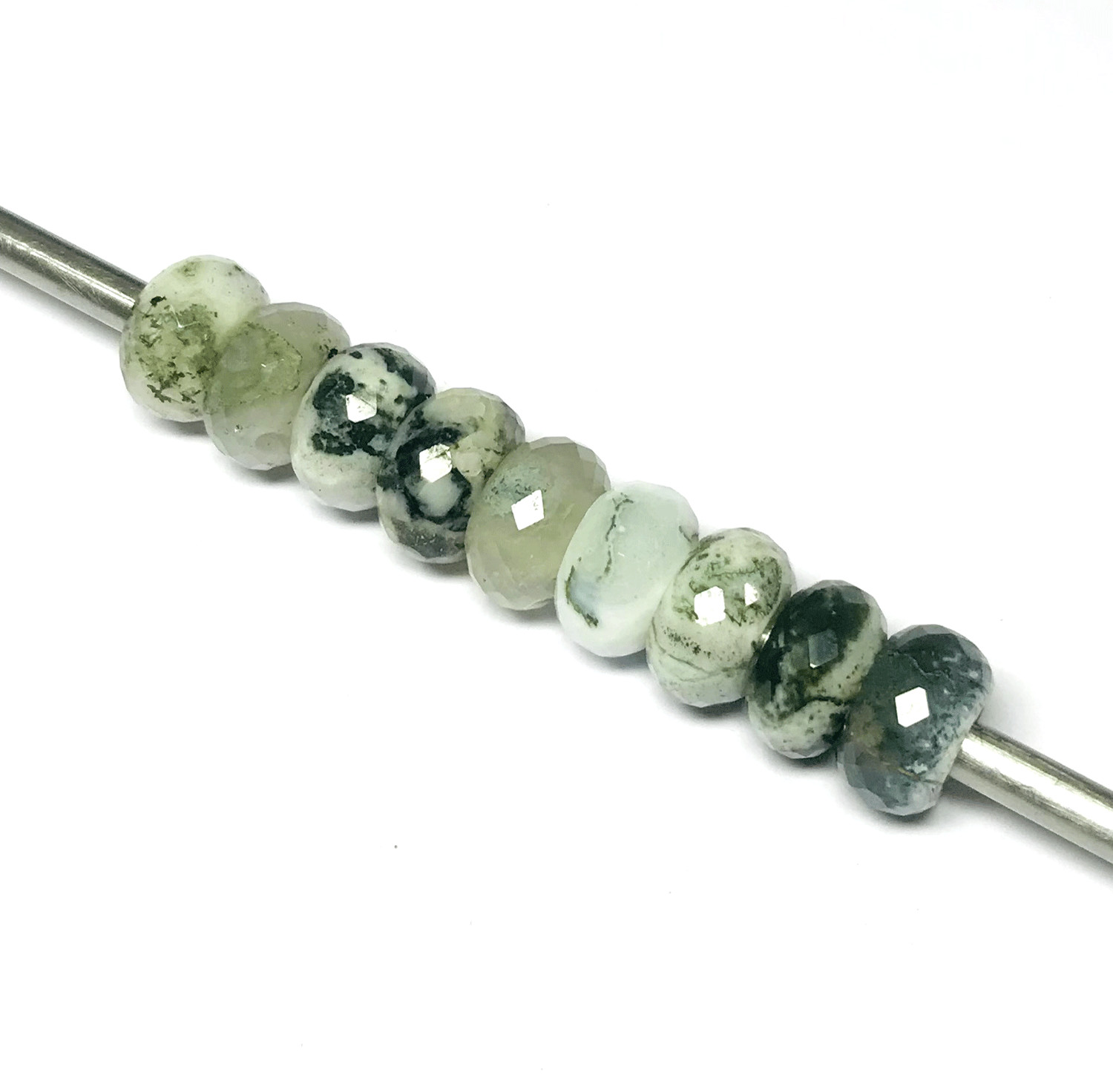 9 Pcs. Attractive Moss Agate Gemstone 14x8mm Large Hole European Bracelets Beads