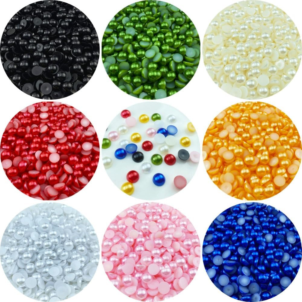 8000Pcs 3Mm Flatback Half Pearls round Crafts Beads for Jewelry Making DIY Sc…
