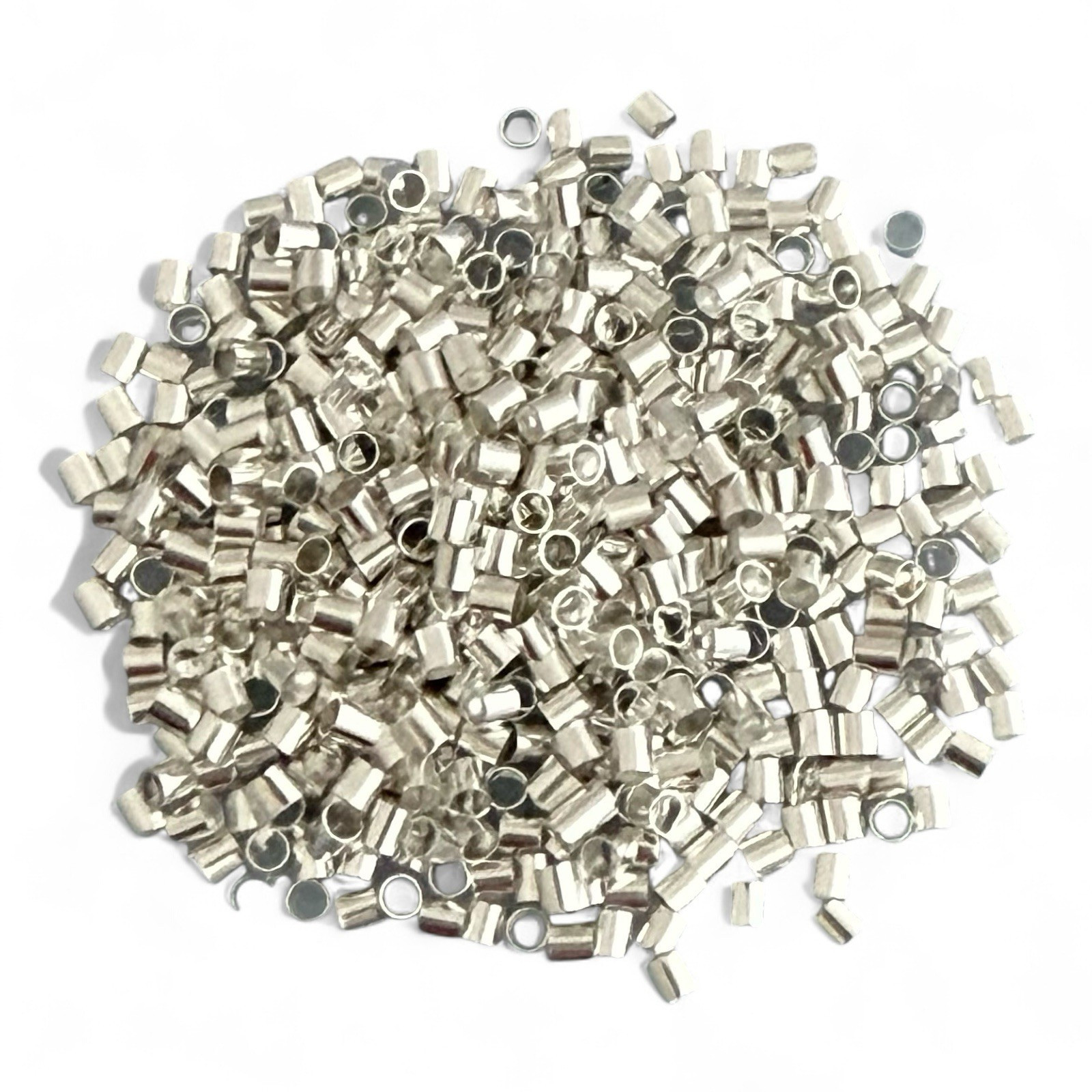 500 Bright Silver Brass Crimp Tubes 2x2mm Stopper Beads for Jewelry Making Bulk