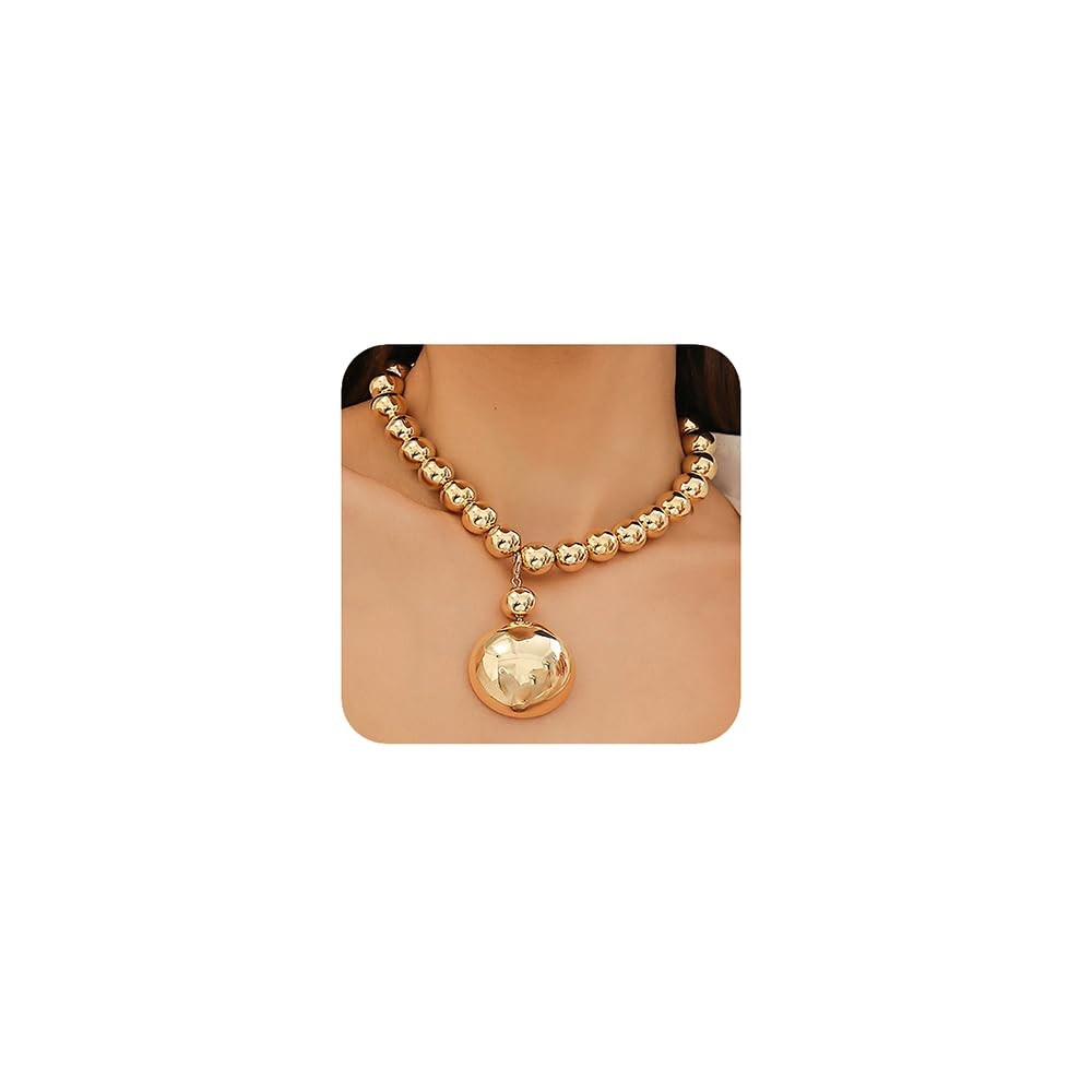 Boho Fashion Prom Shinny Circle Pendant Silver Gold Chunky Choker Necklace Daint