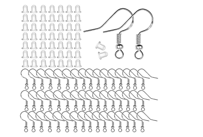 Fishhooks Earring Coil Ball Hooks Jewelry Making Supplies Clear Rubber 120 Piece