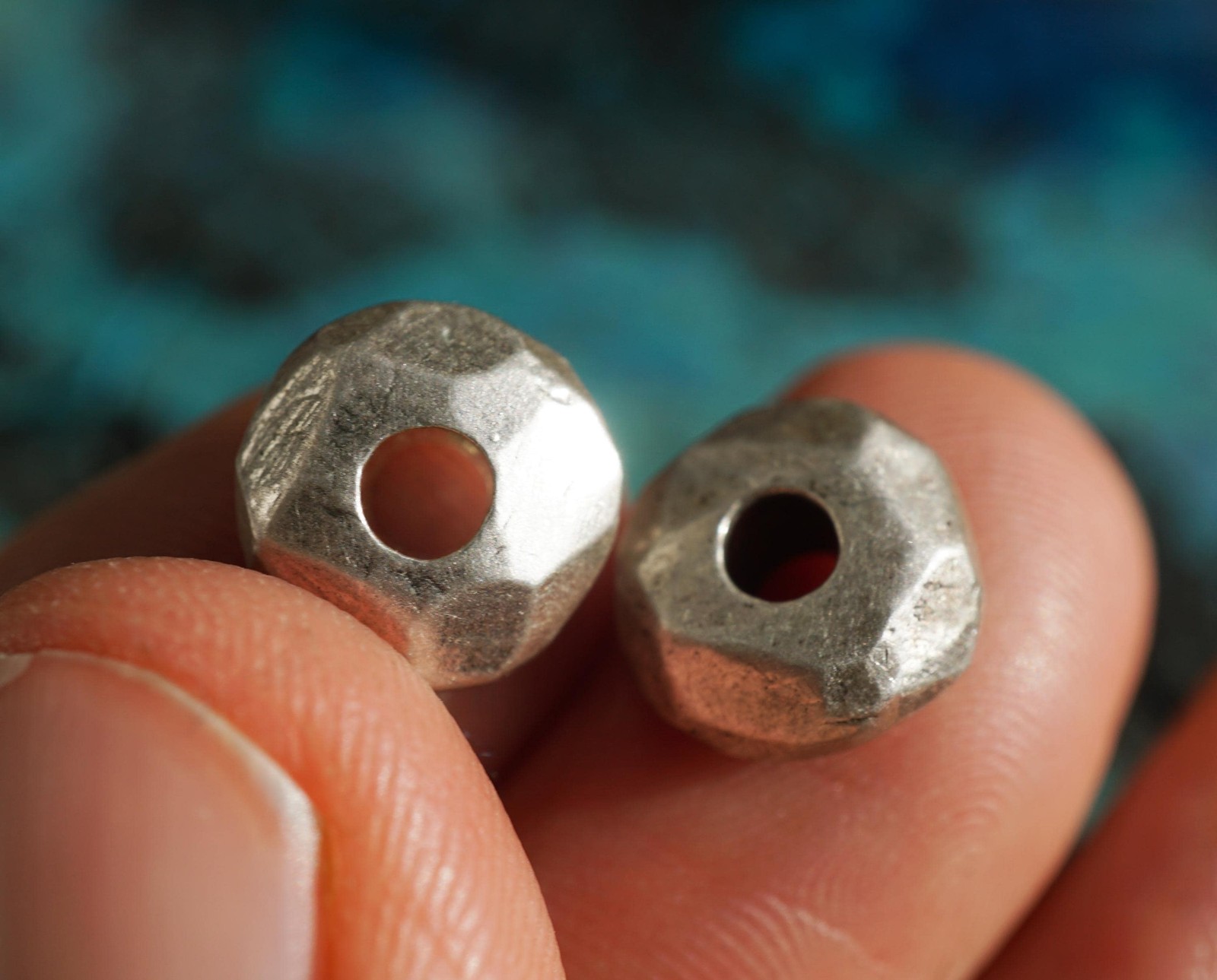 2 Artisan Sterling Silver Faceted Bead (10mm) Handmade Made In NYC (G71A686)
