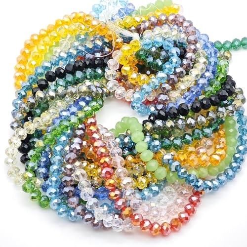 Faceted Crystal Glass Beads Briolette Rondelle Crystal Spacer Beads for 6mm