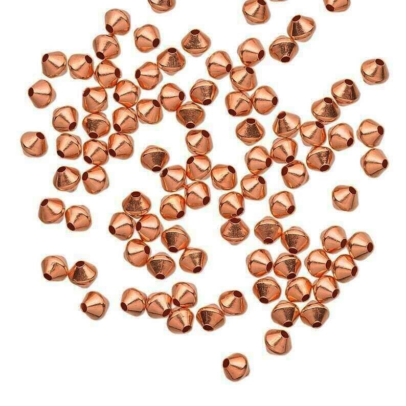 Genuine Copper 4mm Bicone Beads with 1mm Hole (100 pack)