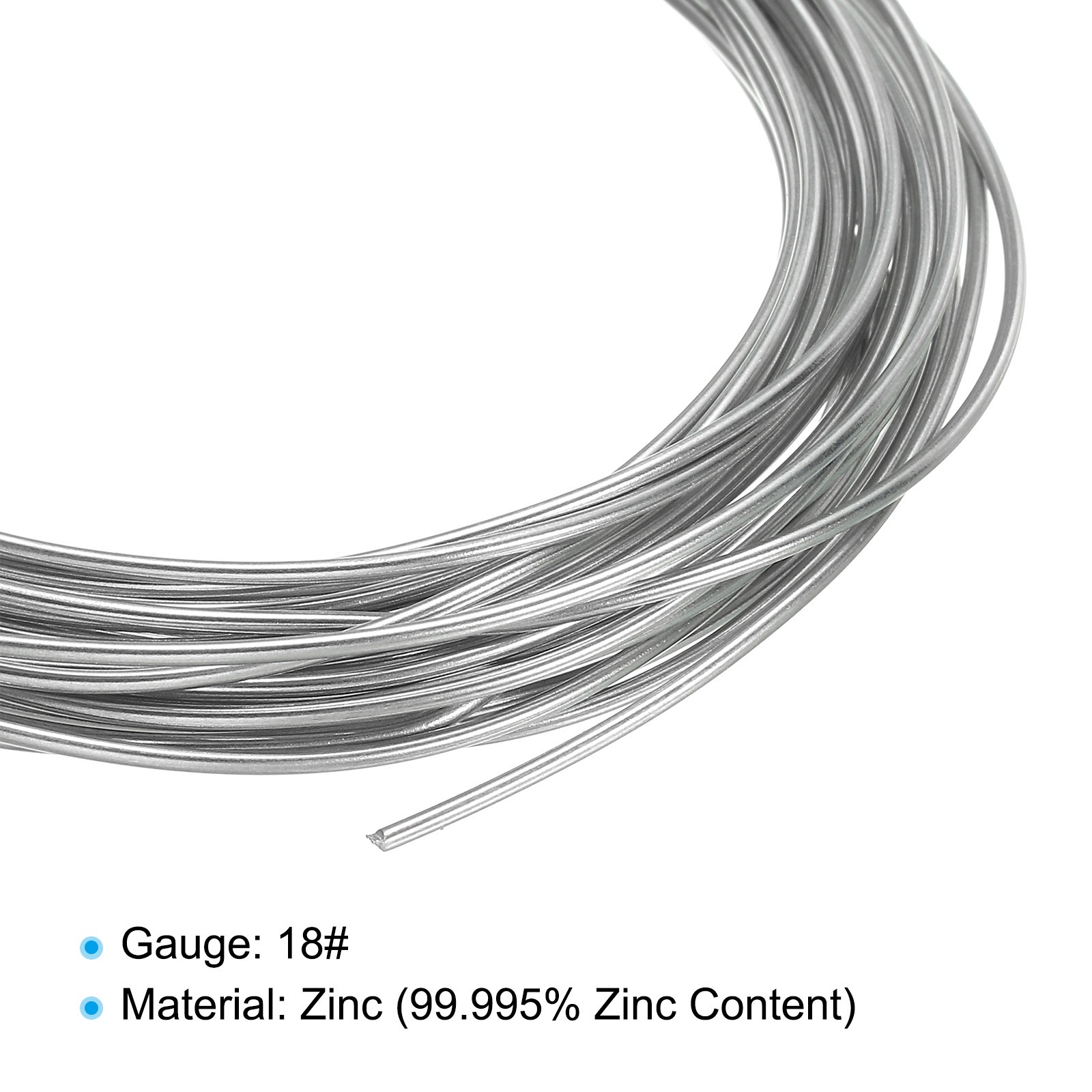 99.99% High Purity Zinc Wire 18 Gauge 1.2mm Soft Beading 16.4Ft/Roll)