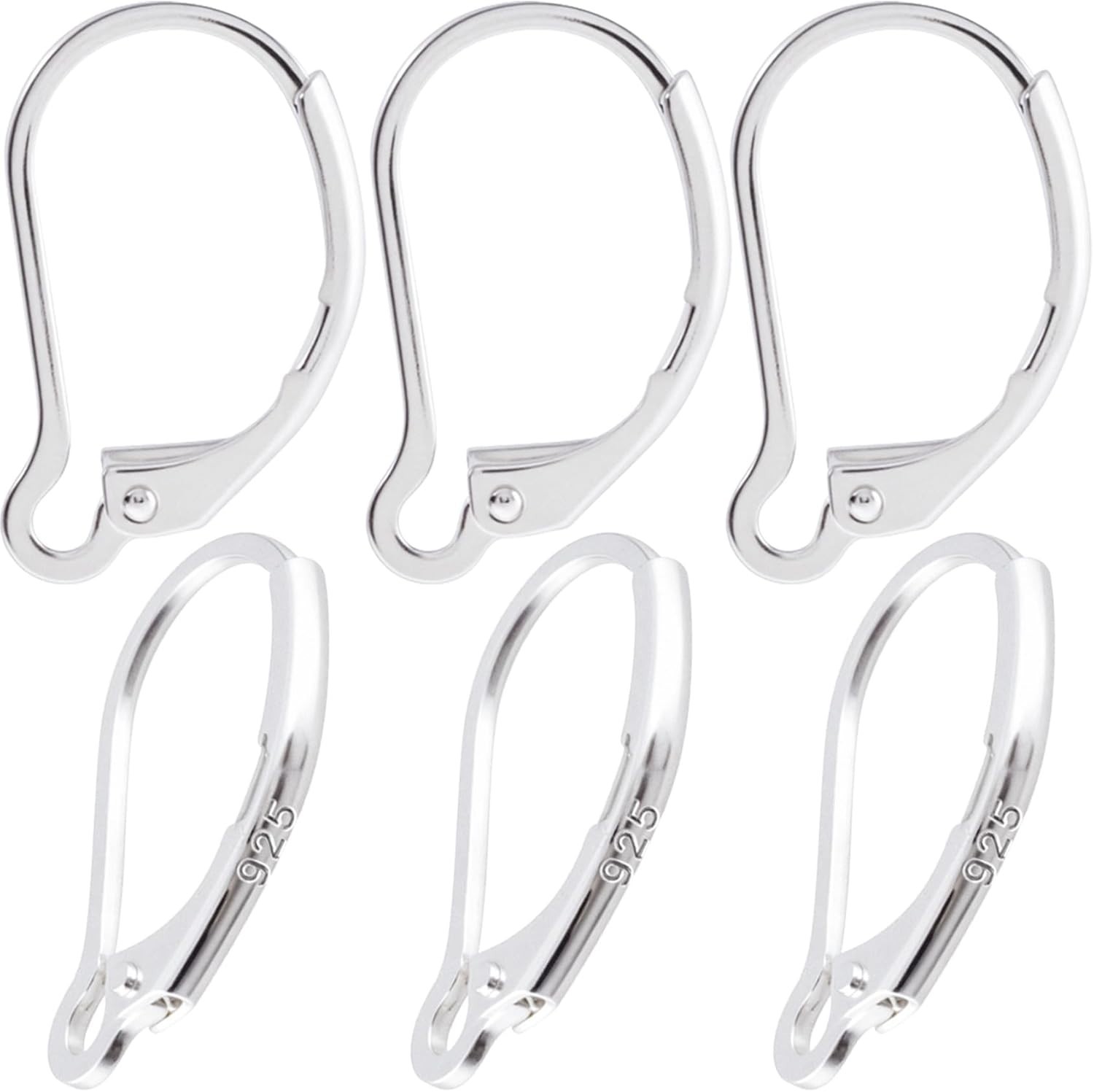 6pcs 925 Sterling Silver Earring Hooks, Hypoallergenic Leverback Earring Back…