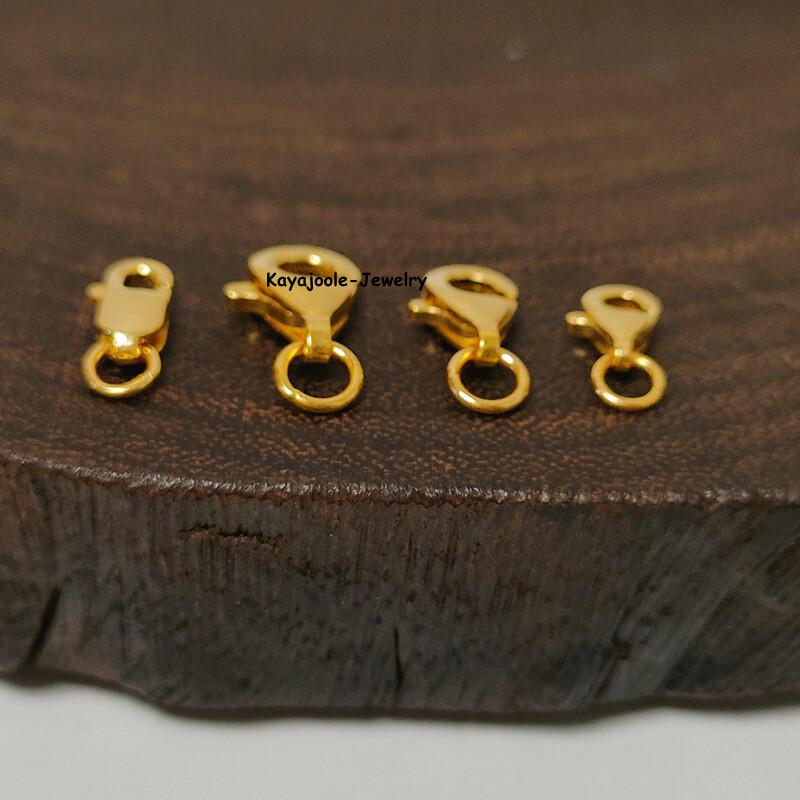 Pure 999 24K Yellow Gold Lobster Claw Clasp Extend Connector Diy For Chain