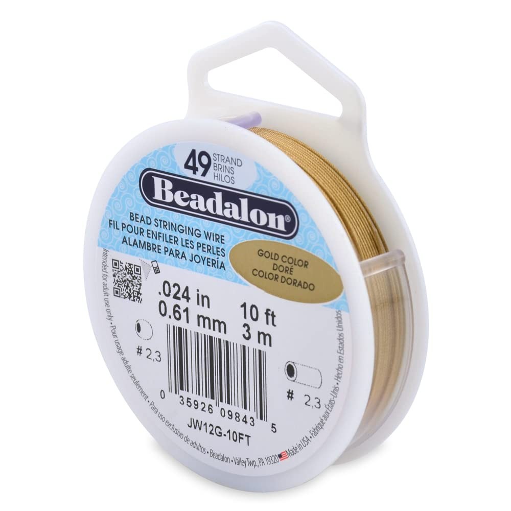 10 ft 49-Strand Gold Color Bead Stringing Wire 0.024-inch for Jewelry