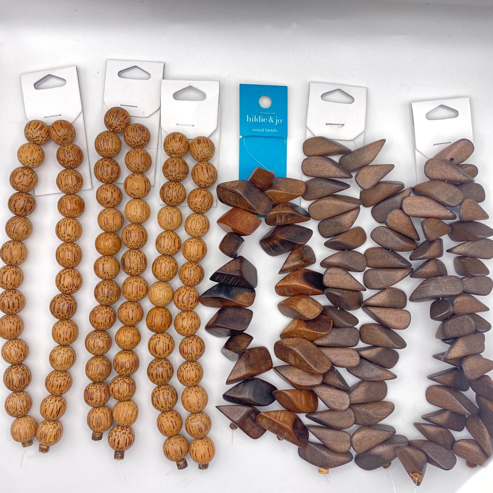 6 Strands Wooden Beads Round Shaped & Asymmetric Shaped Beads DIY Jewelry Making