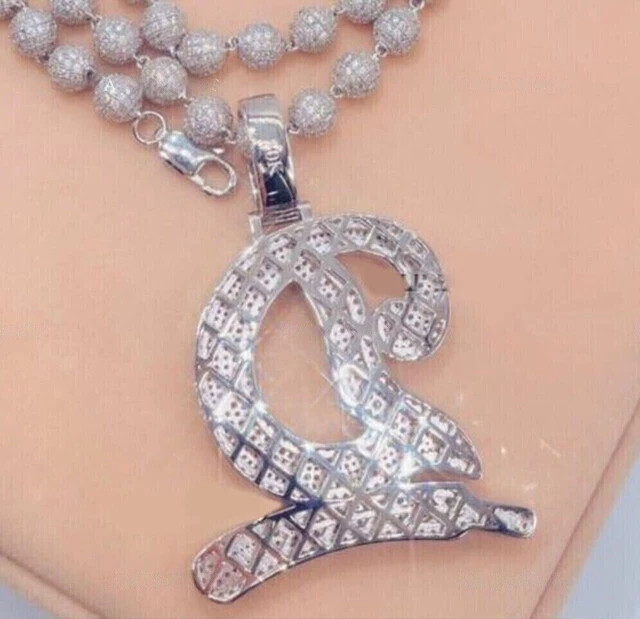 Men’s 925 Silver 2.48 Ct Round Cut Moissanite Custom Initial Letter D Pendant