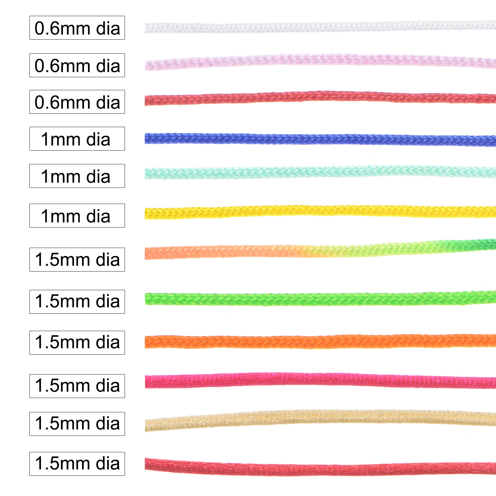 0.6mm Nylon Satin Cord 164 Yards Bracelet String Beading Thread Gold