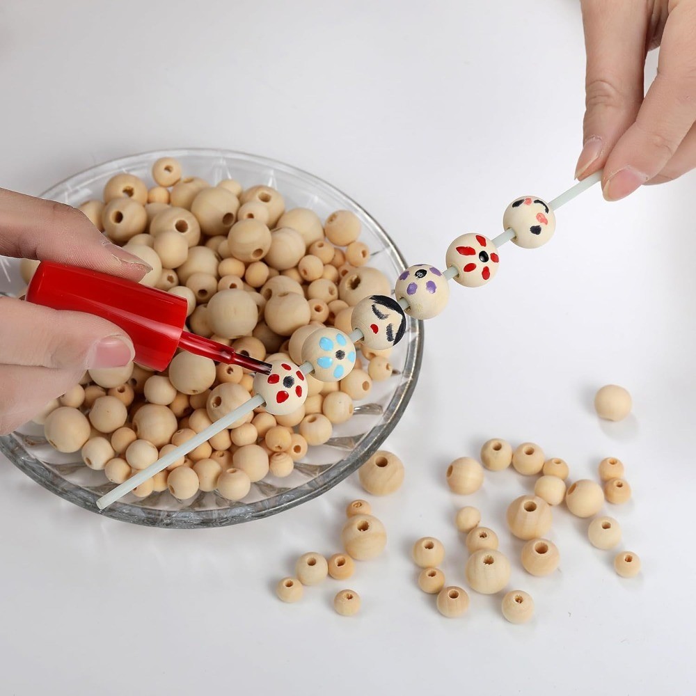 Wooden Beads for Crafts Bulk Unfinished 5 Sizes 8mm 10mm 12mm 14mm 16mm DIY