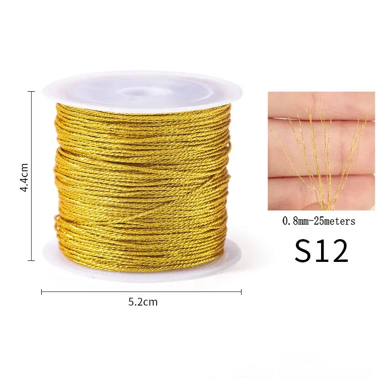0.2-1MM Metallic Ornament String Silver Gold Color Cord Jewelry Thread for Chris