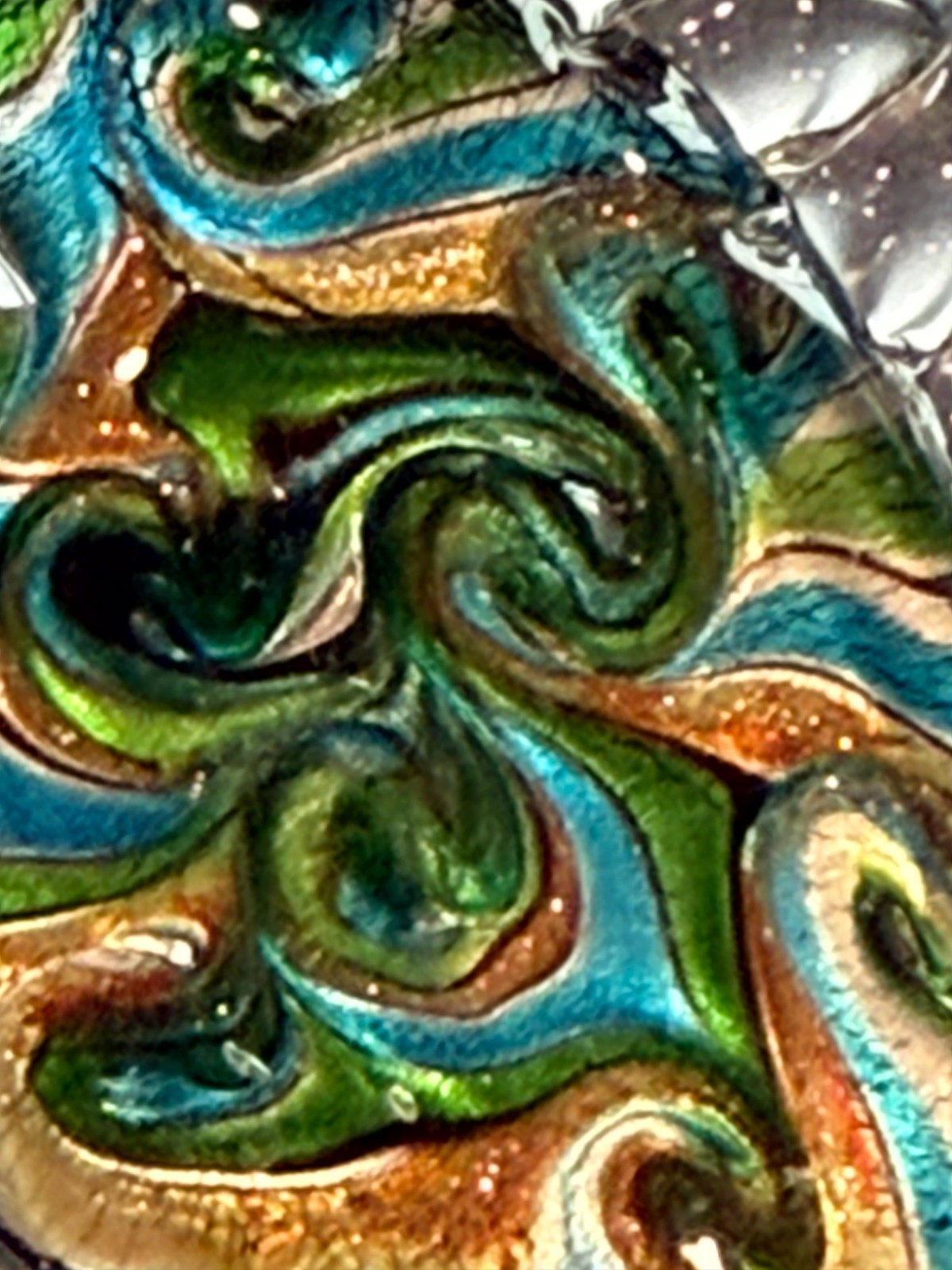 Hand Made Artisan Glass Pendant Leaf Design in Swirls Crafting Jewelry Making
