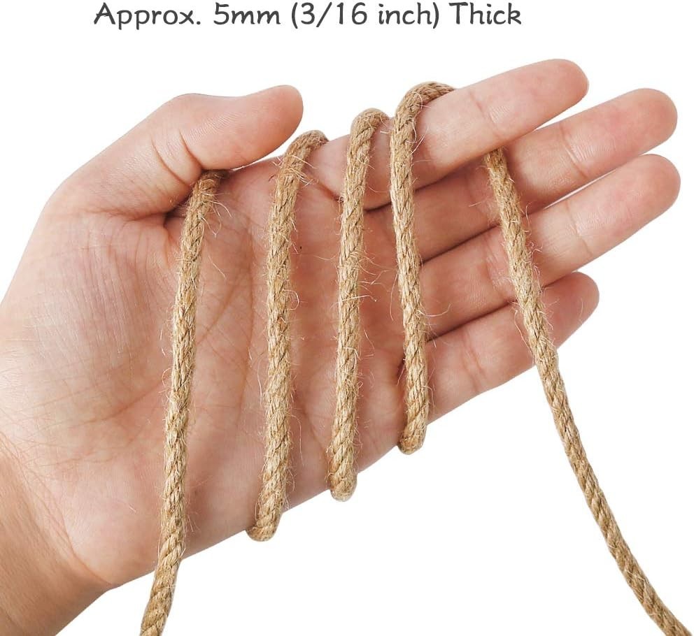 5mm Thick Heavy Duty Jute Rope – 100 Feet for Crafting & Gardening Projects