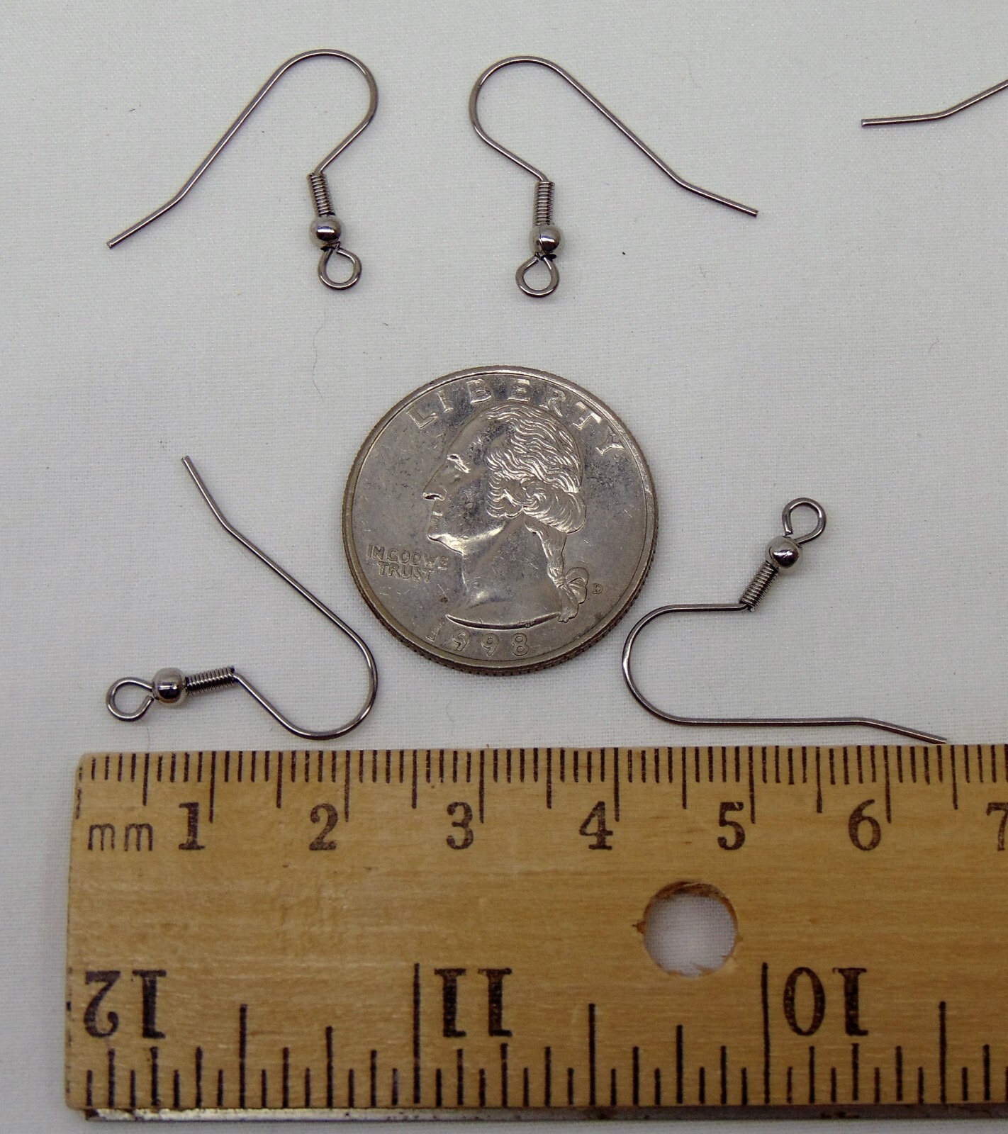 Stainless Steel Ear Wires 150 ~ Bead/Coil ~ Earrings French Hooks 22-24mm post