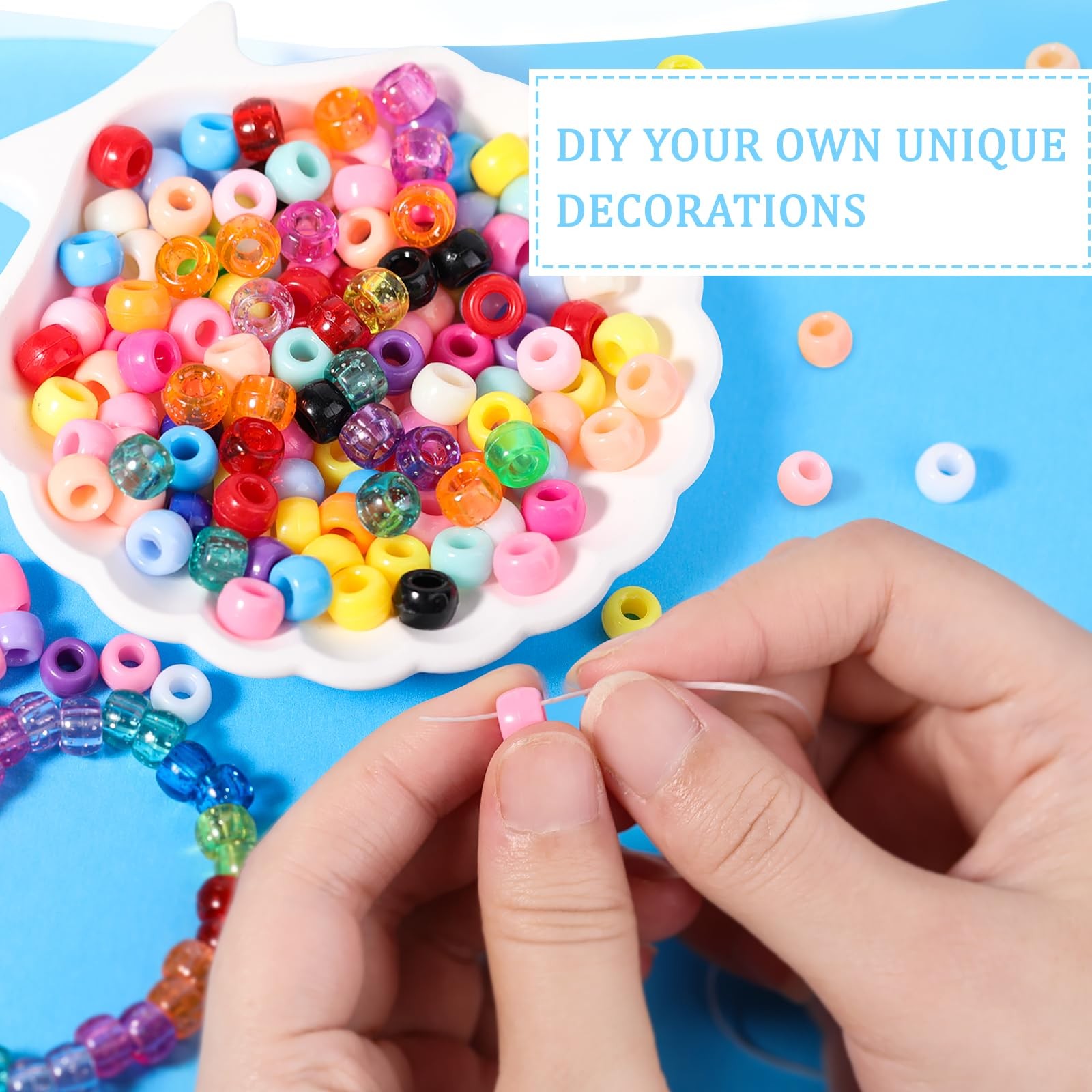 8000+ pcs Pony Beads Bulk for Bracelet Multi-Colored Making Beads for Hair Braid