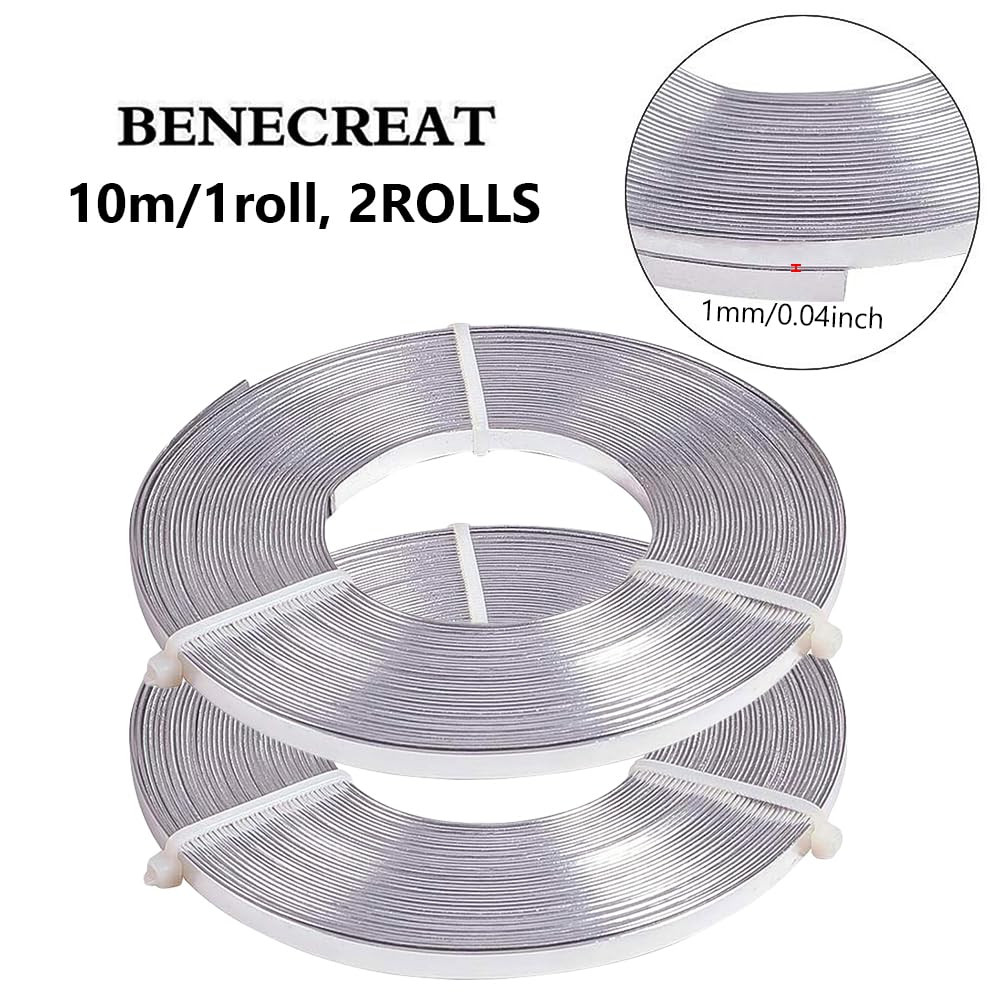 65.6Feet Flat Jewelry Craft Wire, 18 Gauge Aluminum Wire for Bezel, Sculpting, A