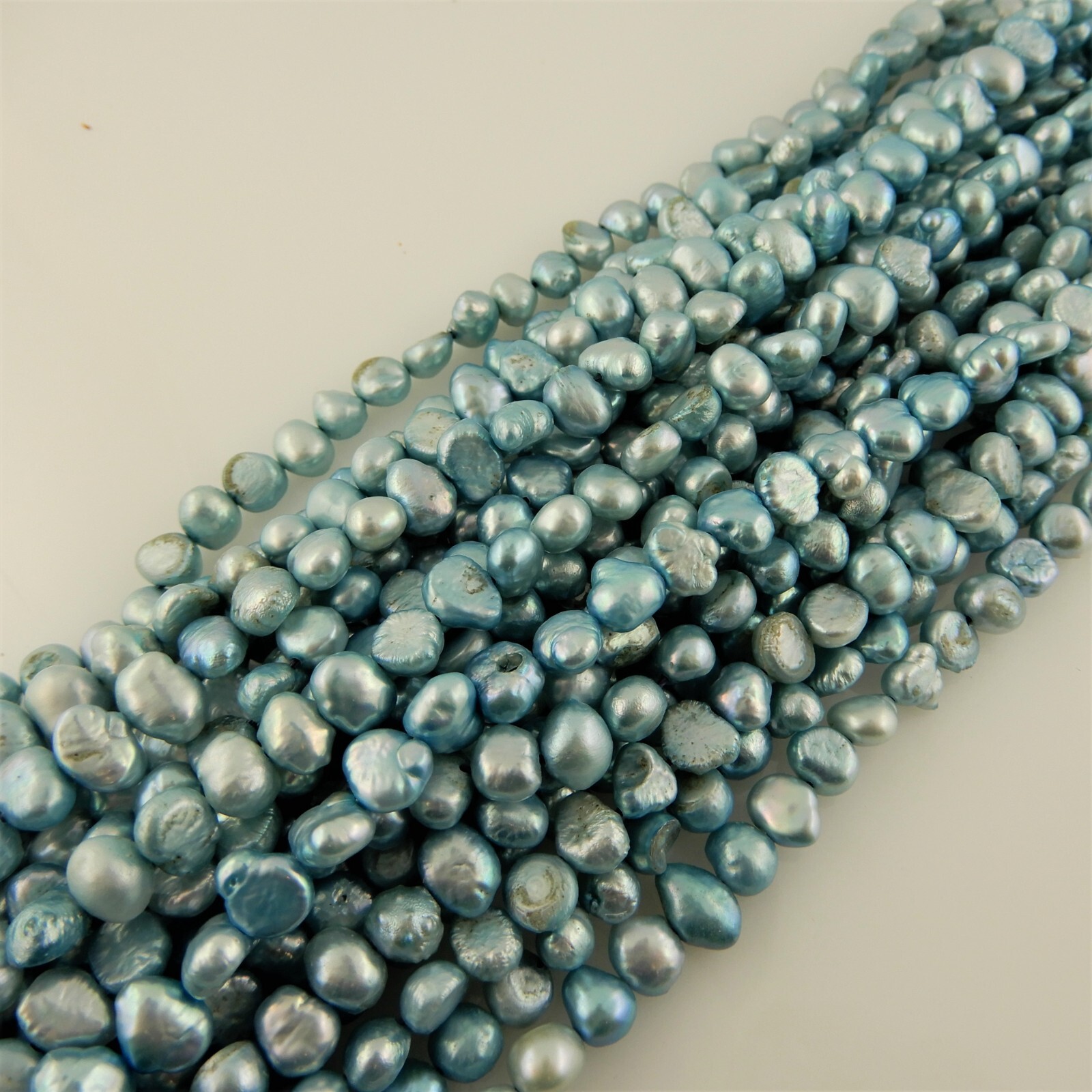 2 strands 6mm Powder Light Blue Freshwater Pearl potato nugget Beads, 60 beads