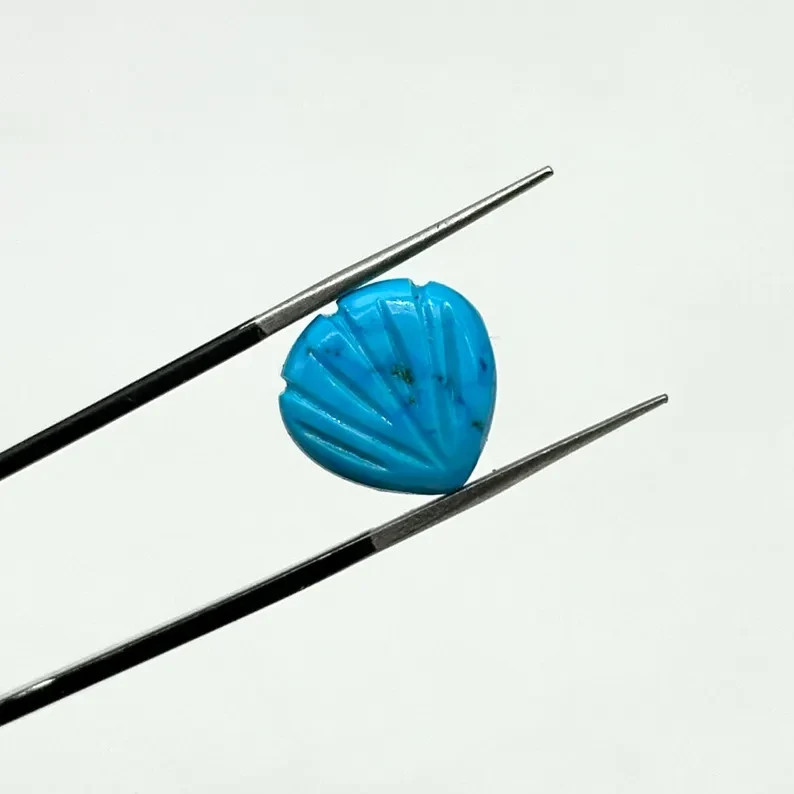 5Pcs Blue Turquoise Carved Shell Shape Beads, 12 MM Shell Beads,Carved Gemstone