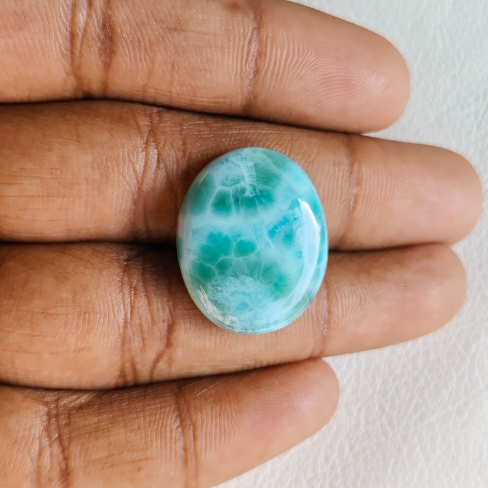 Oval Shape AAA Quality Larimar Cabochon, Size 19x24x5mm Weight 22Carats