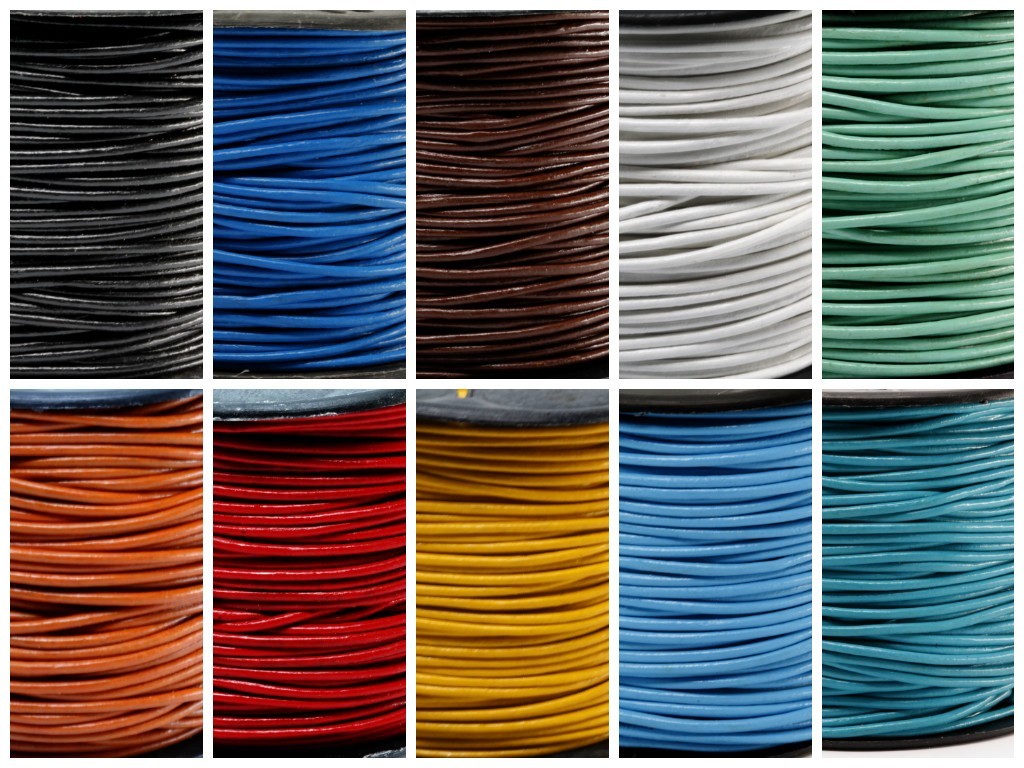 Genuine Round Leather Cord 1.5 MM 1/16″ DIY Craft Making Supplies – Choose Color