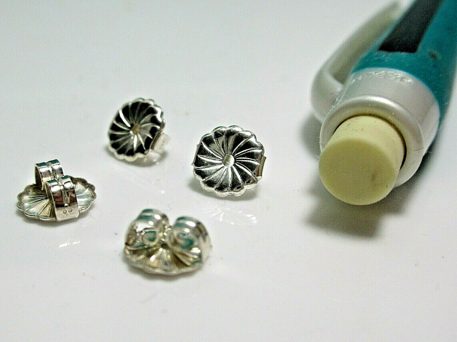 Set of 4 Sterling Silver 7mm Large Premium Post Earring Backs Clutches Nuts