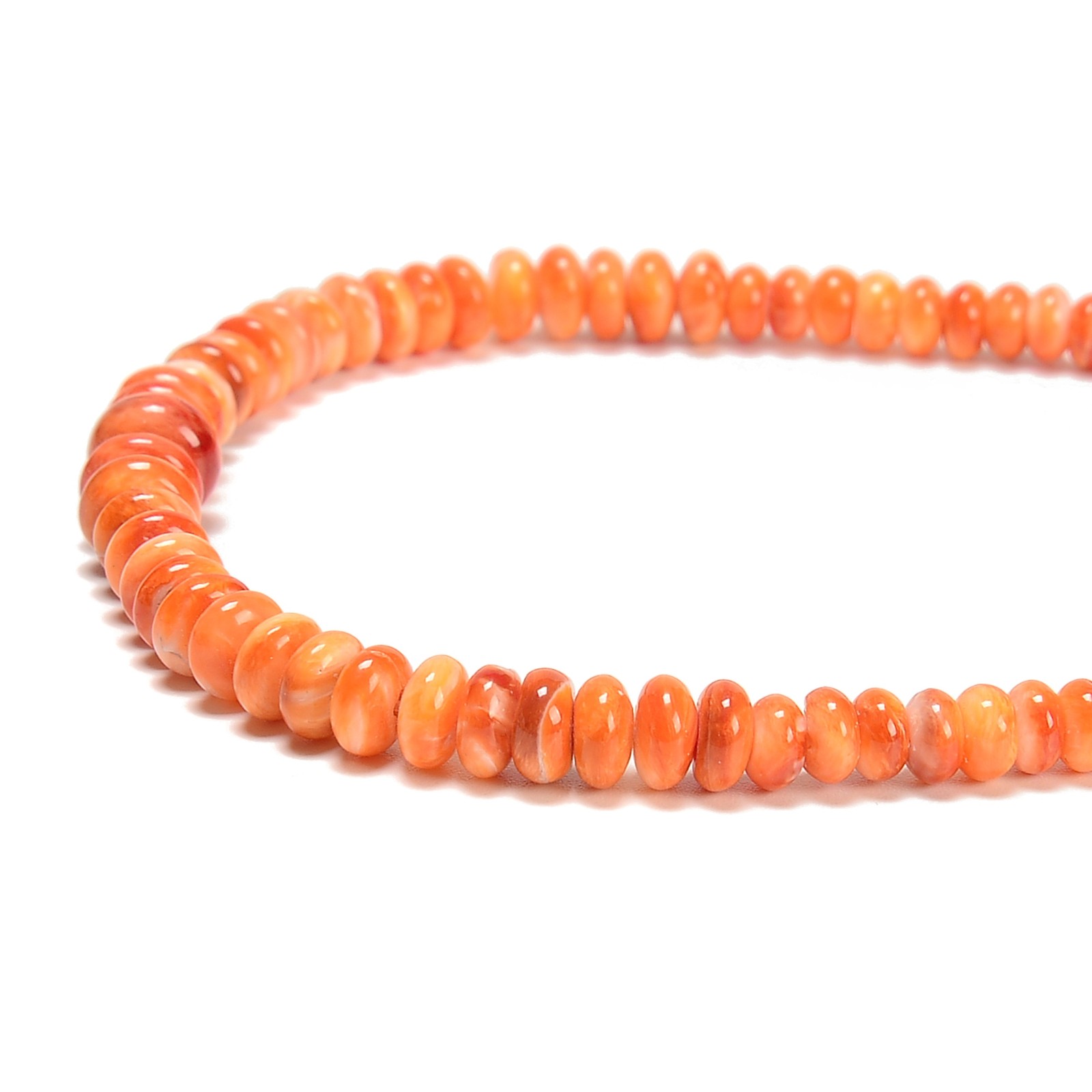 Graduated Natural Orange Spiny Oyster Smooth Rondelle Beads 2-5×4-8mm 16″ Strd