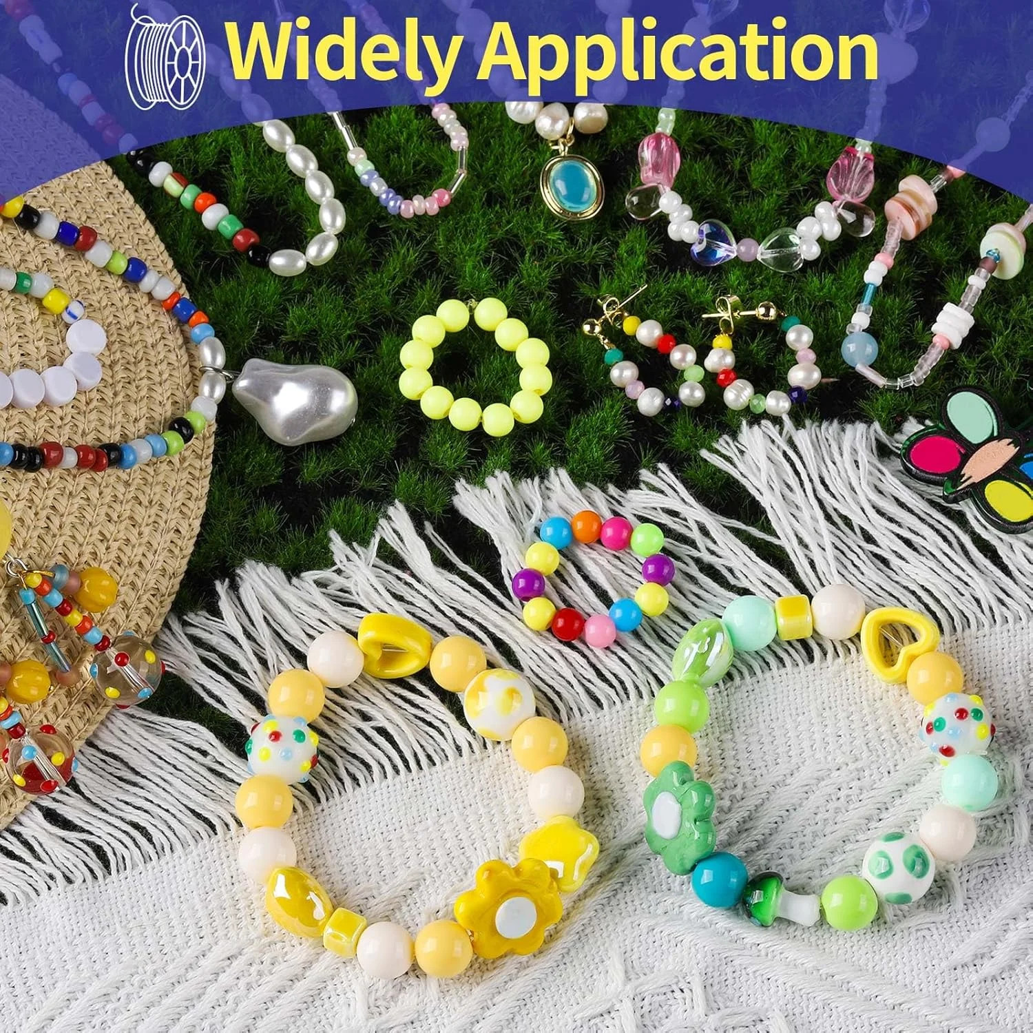 1mm Elastic Bracelet String Cord, Crystal Stretch Bead Cord for Bracelets Jewelr