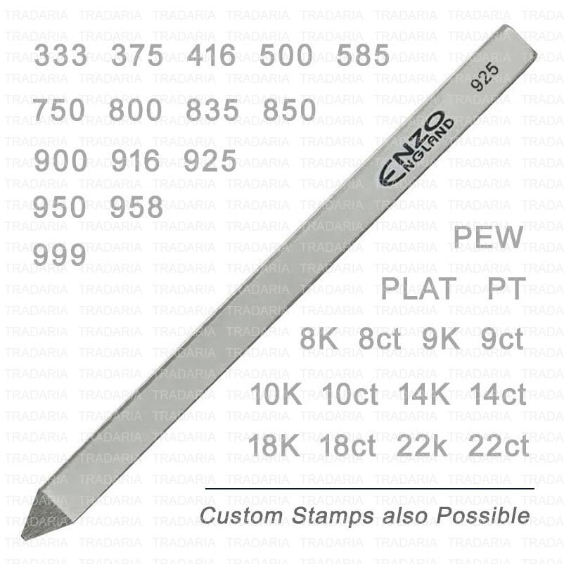 GOLD SILVER PLATINUM PALLADIUM CARAT KARAT STRAIGHT SHANK STAMP MARKING PUNCH
