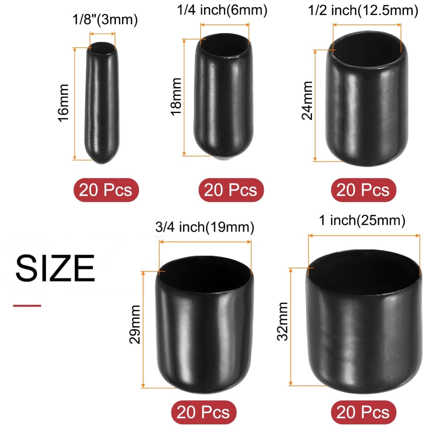 Round Rubber Thread Protectors for Bolts & Screws – 100pcs