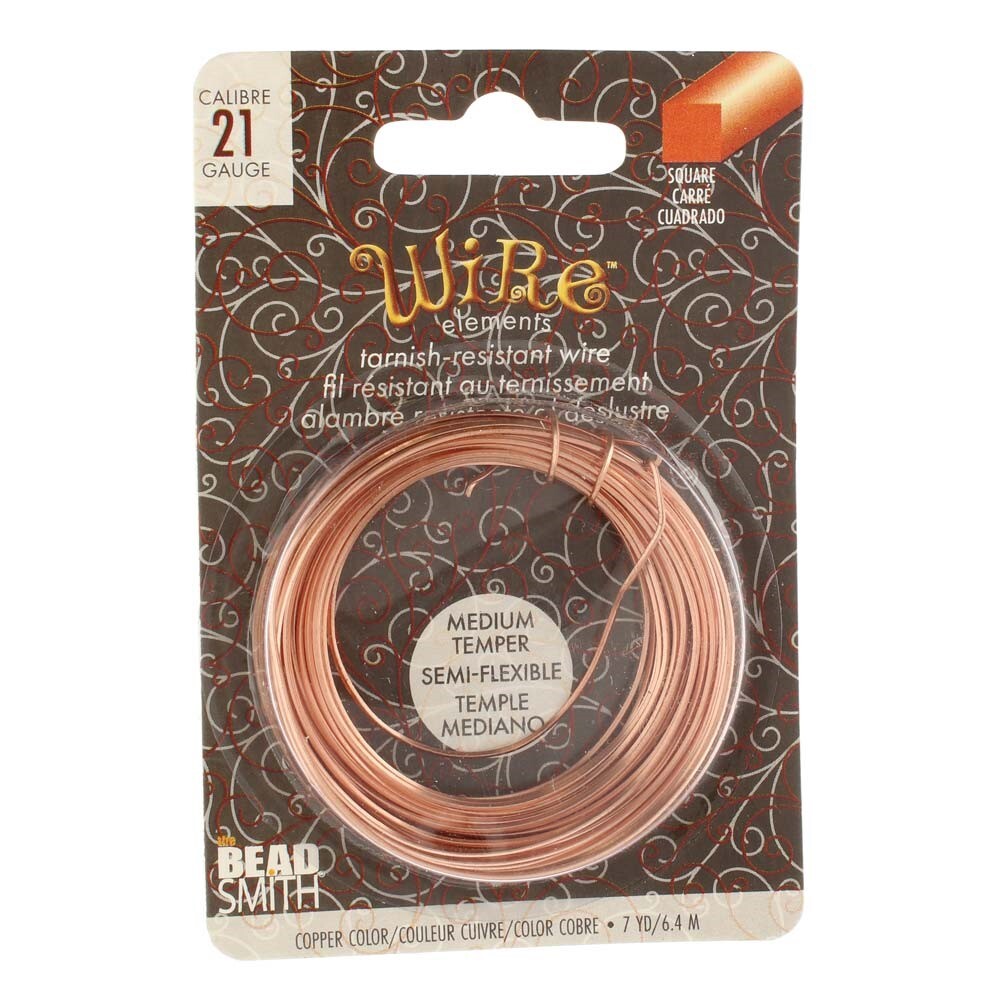 Wire, 7 Yards Non Tarnish Copper 21 Gauge SQUARE Wrapping Wire