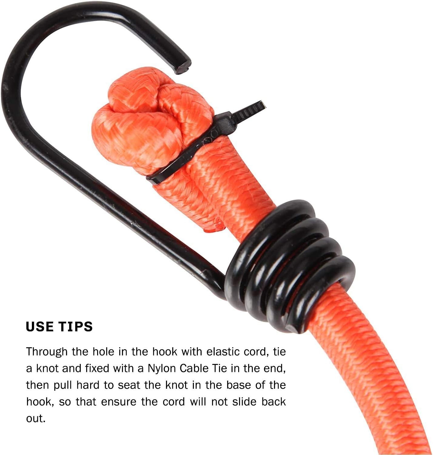 Shock Absorbing 1/4″ Elastic Cord 50ft with Hooks – Ideal for Camping & Crafting
