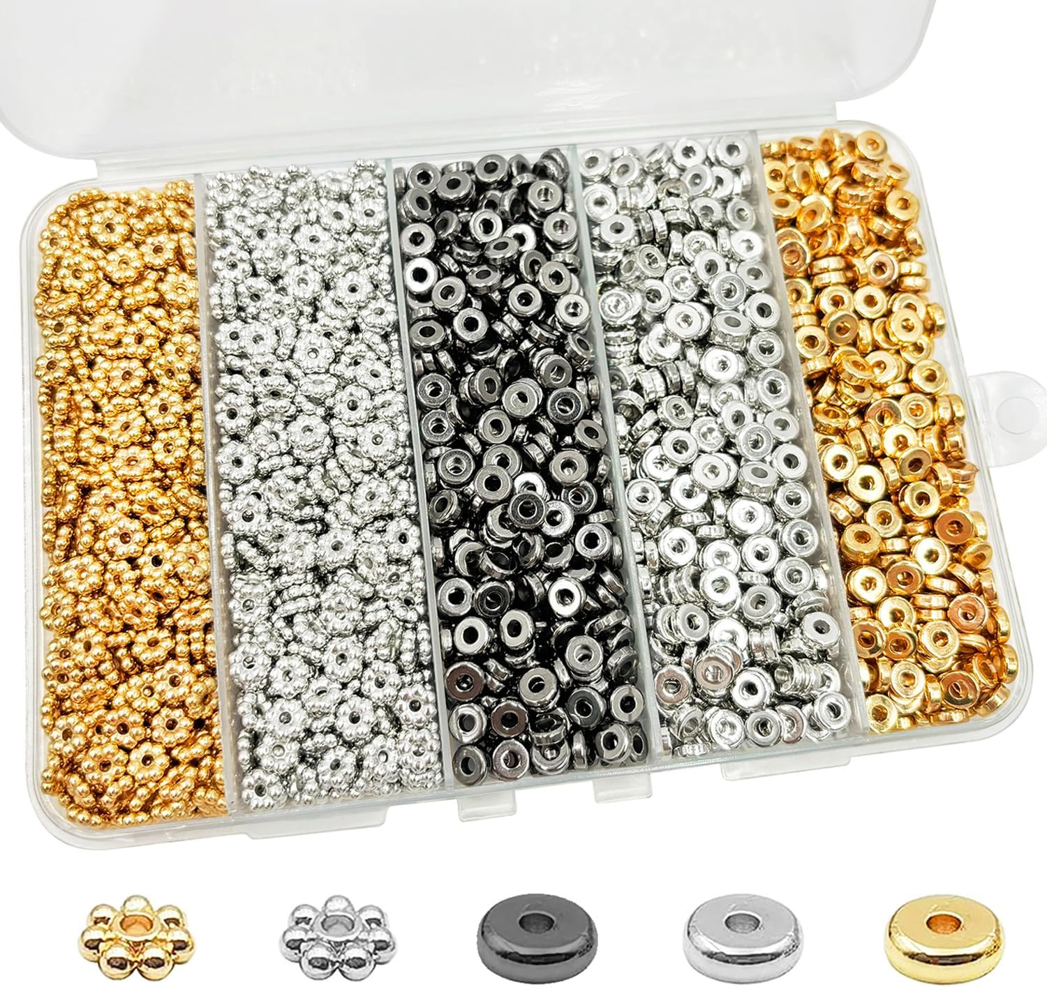 6Mm Flat round Spacer Beads, Clay Beads for Bracelets Making Kit, Heishi Polymer