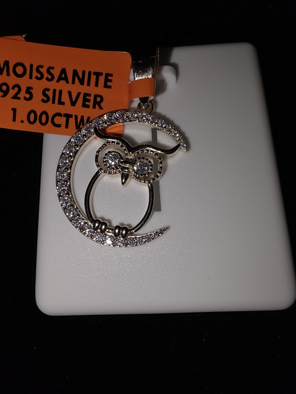 Owl Jewelry Pendant 1 ctw Moissanite 925 Sterling Silver