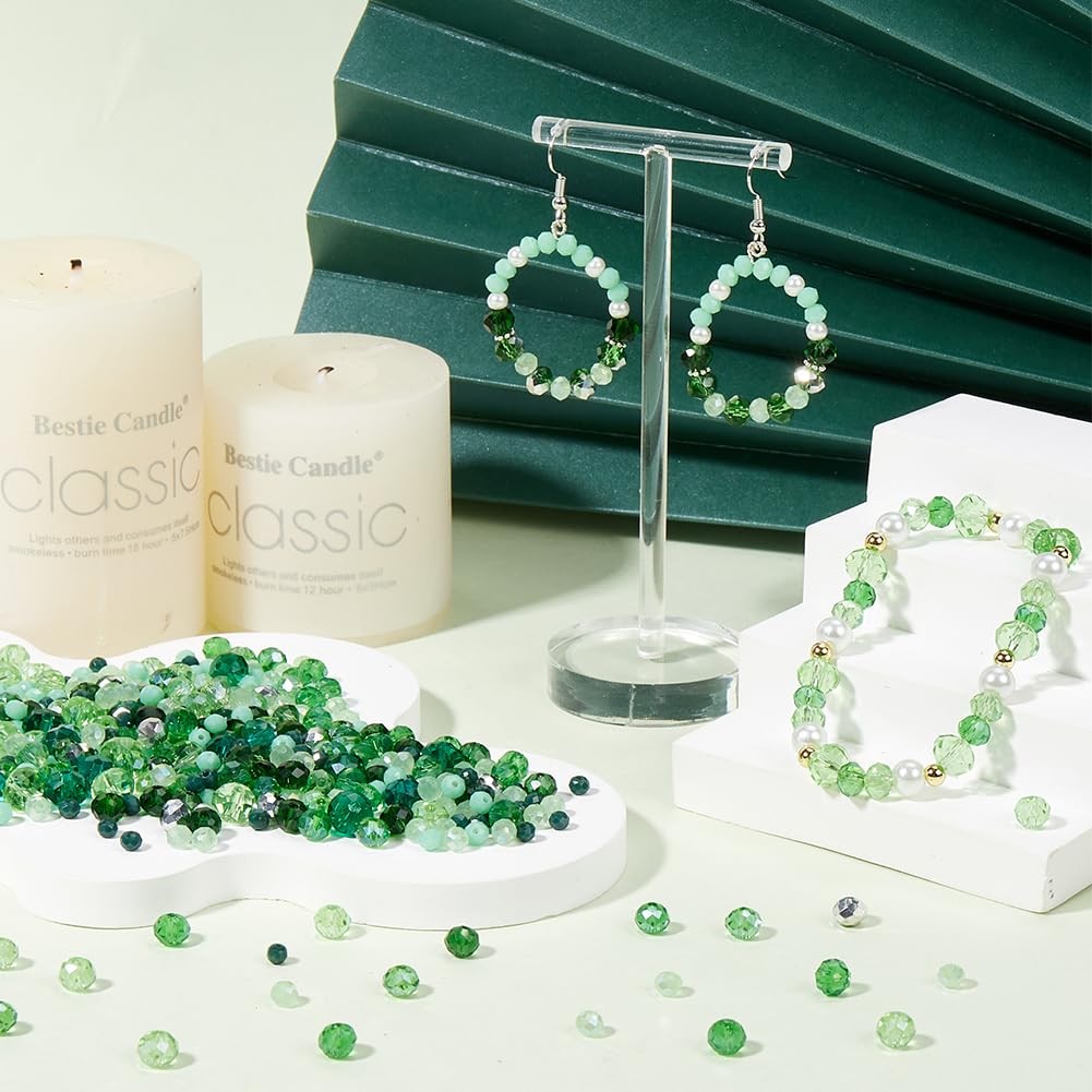 1 Box 1000pcs Green Glass Beads Rondelle Crystal Beads 8mm Bulk Faceted Flat …