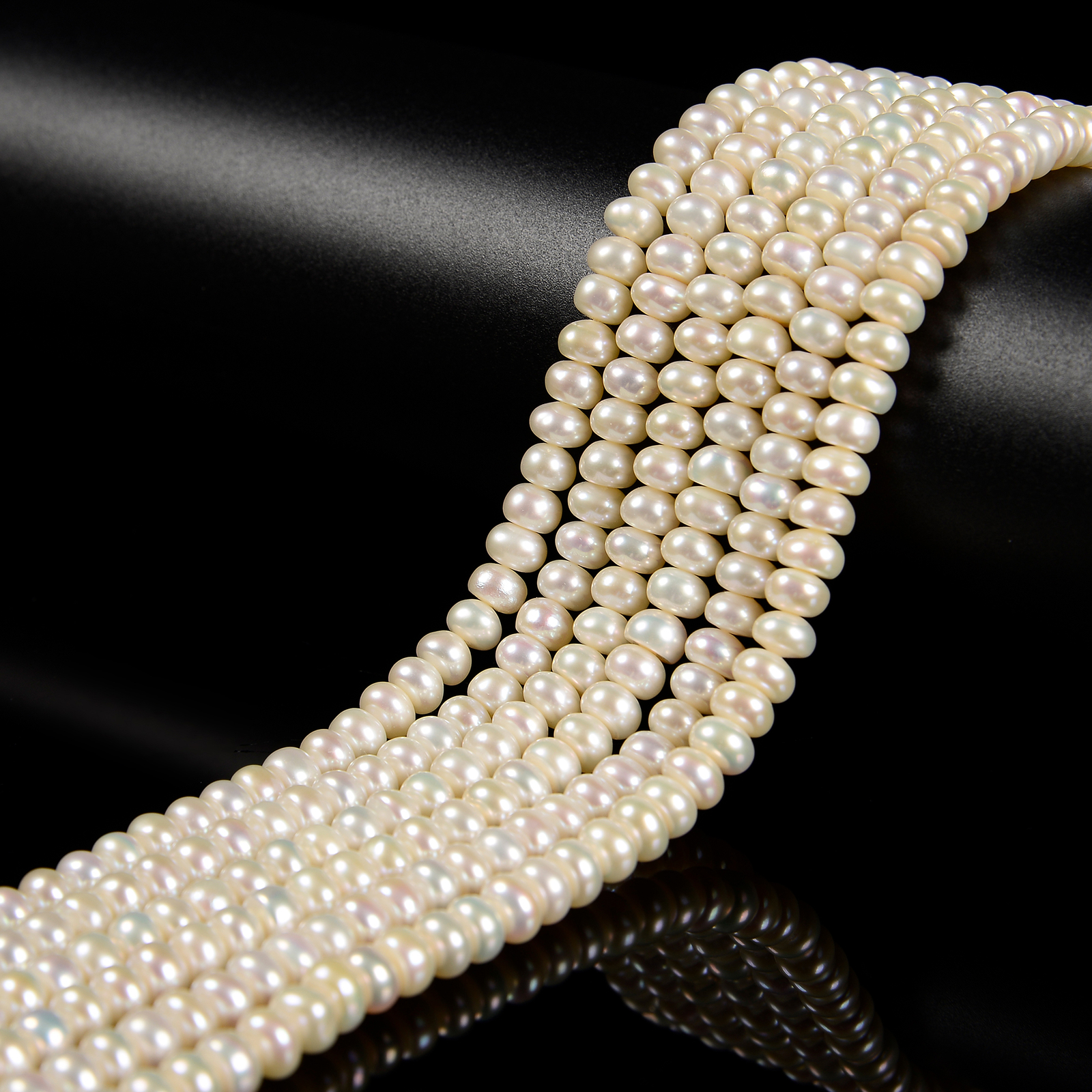 AAA White Fresh Water Pearl Rondelle Button Beads Size 5mm 6mm 8mm 14.5”Strand