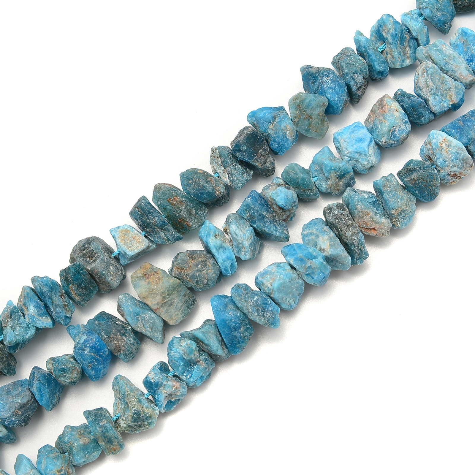 Apatite Rough Nugget Chunks Center Drill Beads Approx 8x15mm 15.5″ Strand