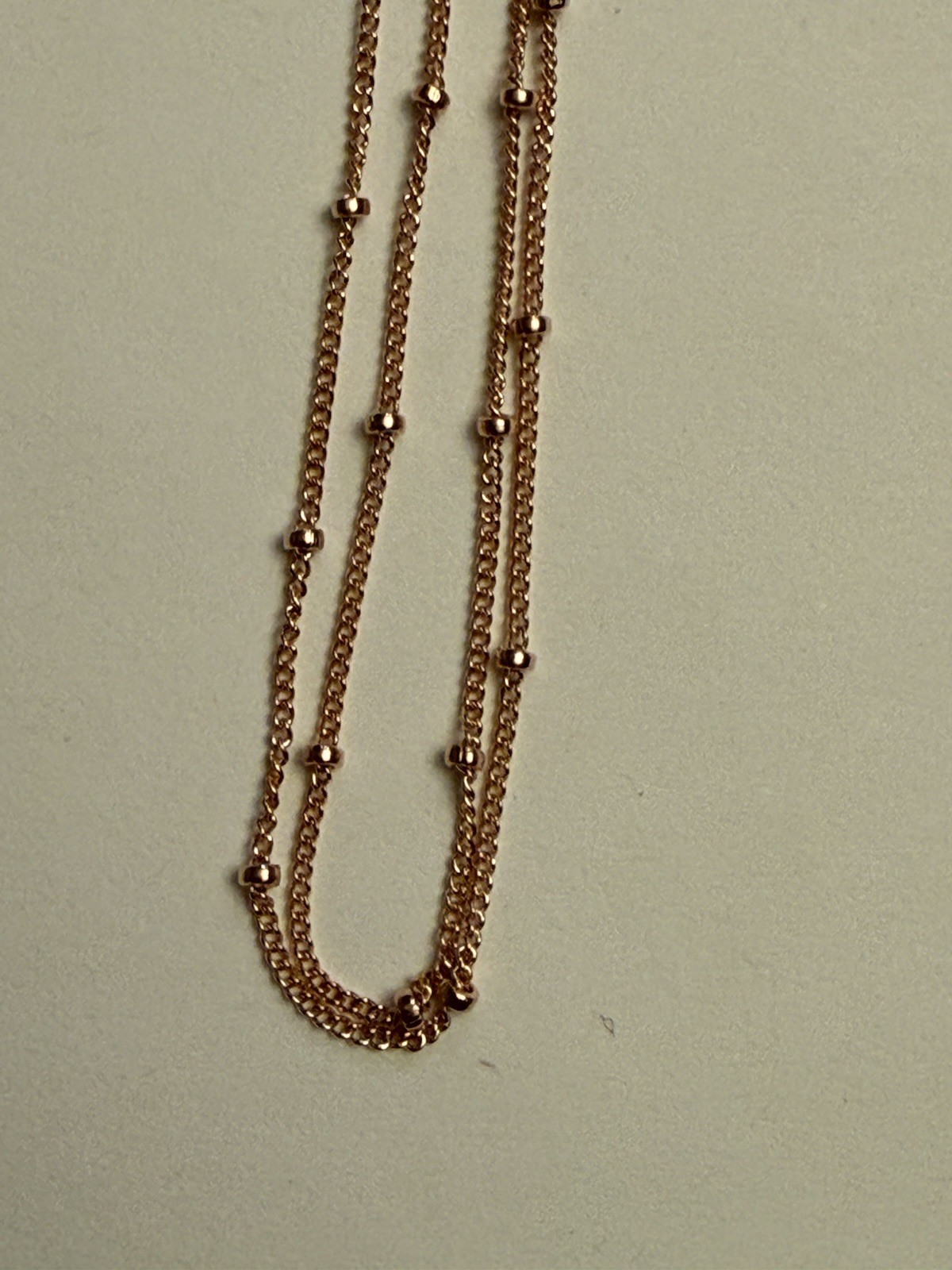 Rose gold 14kt gold filled 1mm satellite curb chain with spring ring 18″