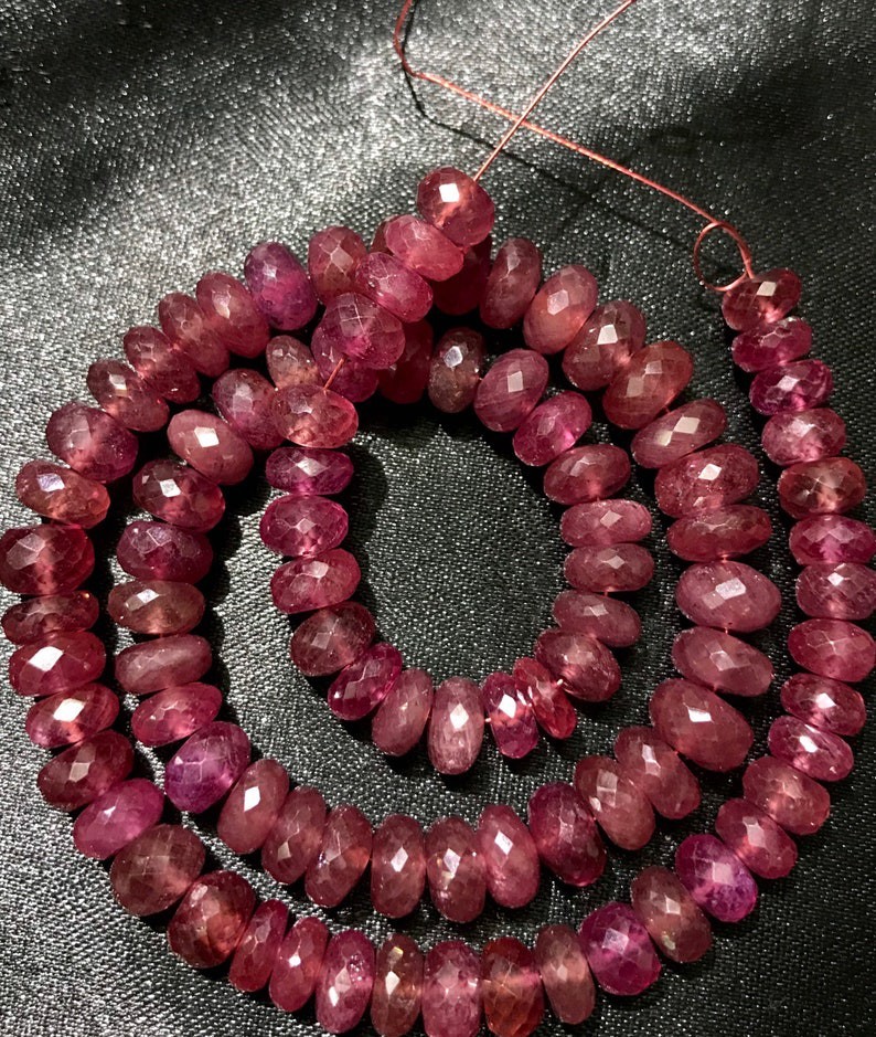 6-8 MM Natural Pink Ruby Faceted Rondelle Machine Cut Wholesale Gemstone Beads