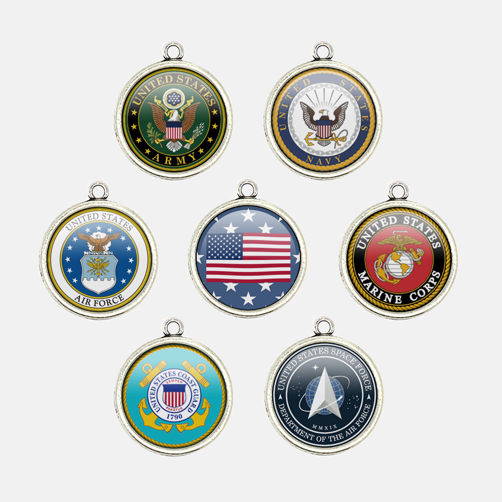 14mm Stars and Stripes Charms for Bracelet, Military Charms, Necklace Pendant