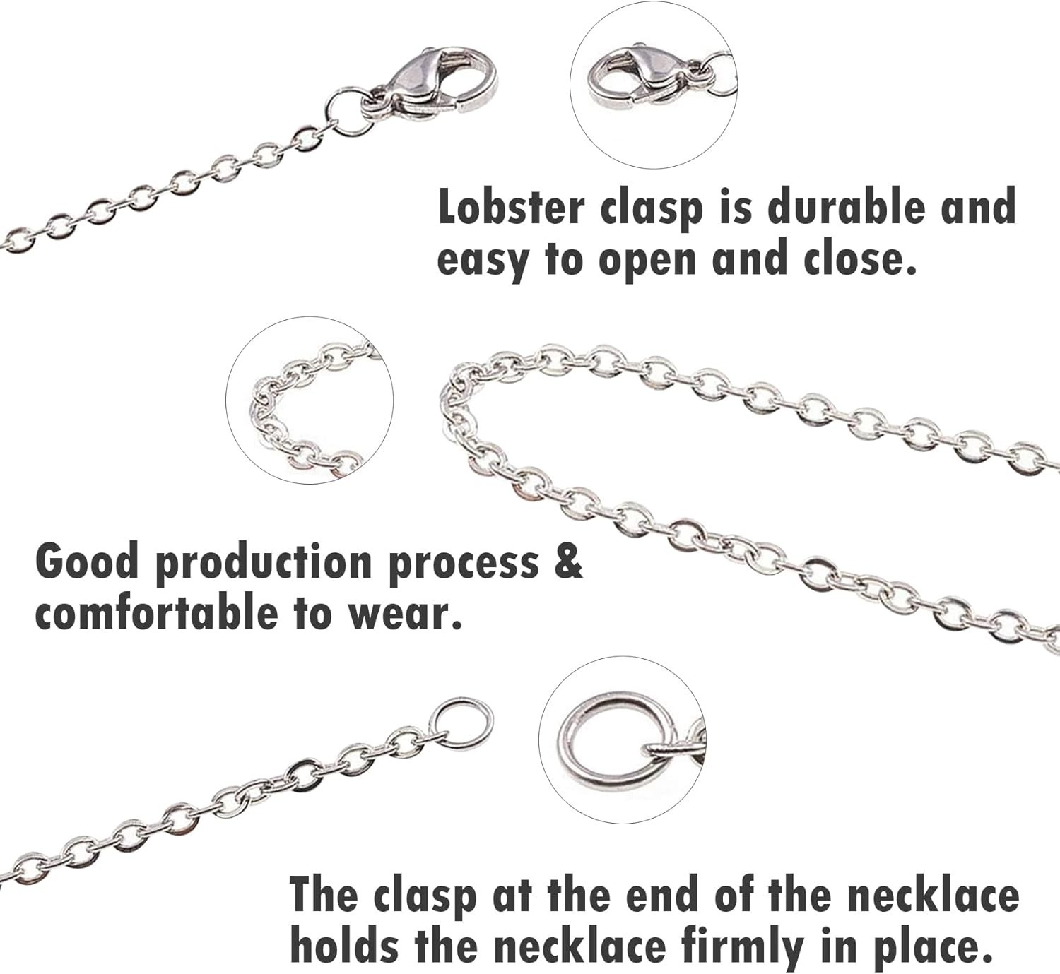 Versatile 90ft Jewelry Chain Roll – 2mm Alloy Metal with 70 Clasps & 210 Rings
