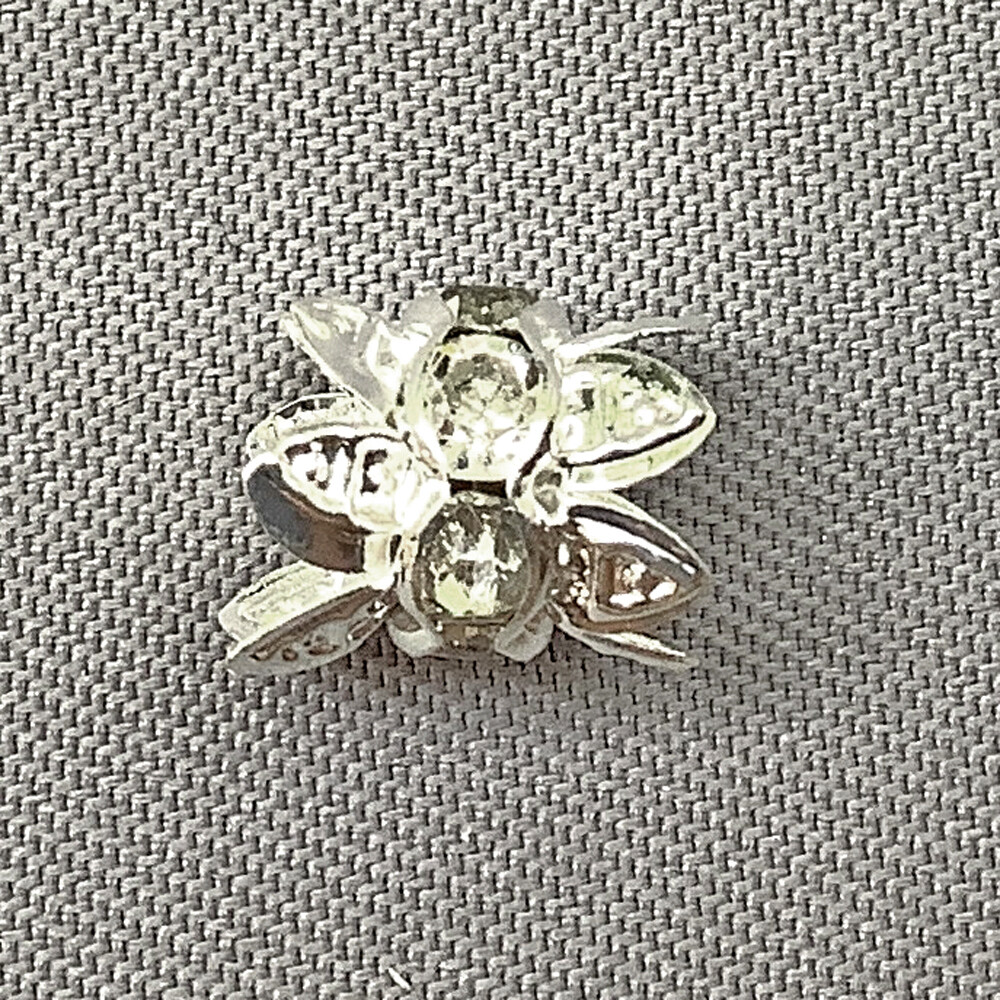 Shiny Silver Plated Brass 7.5mm Crystal Rhinestone Spacer Bead Caps Q20 per Pkg