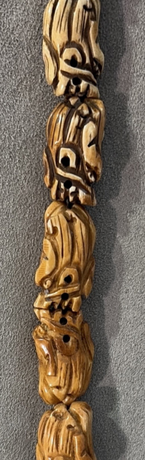 Carved Dragon Head Bone Bead Strand Jewelry Making Artisan Gothic Fantasy