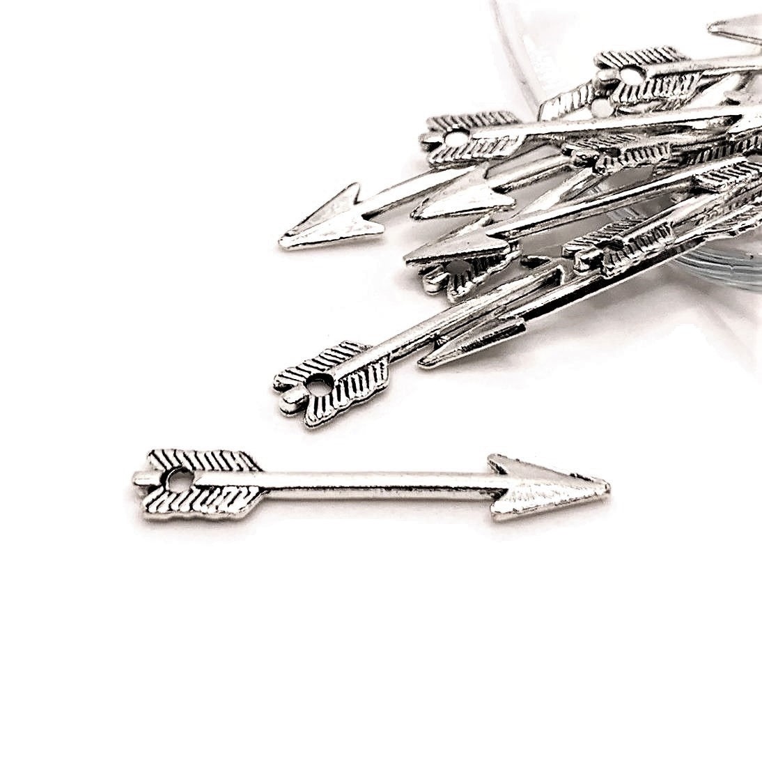Silver Arrow Charms, 29x5mm – US Seller