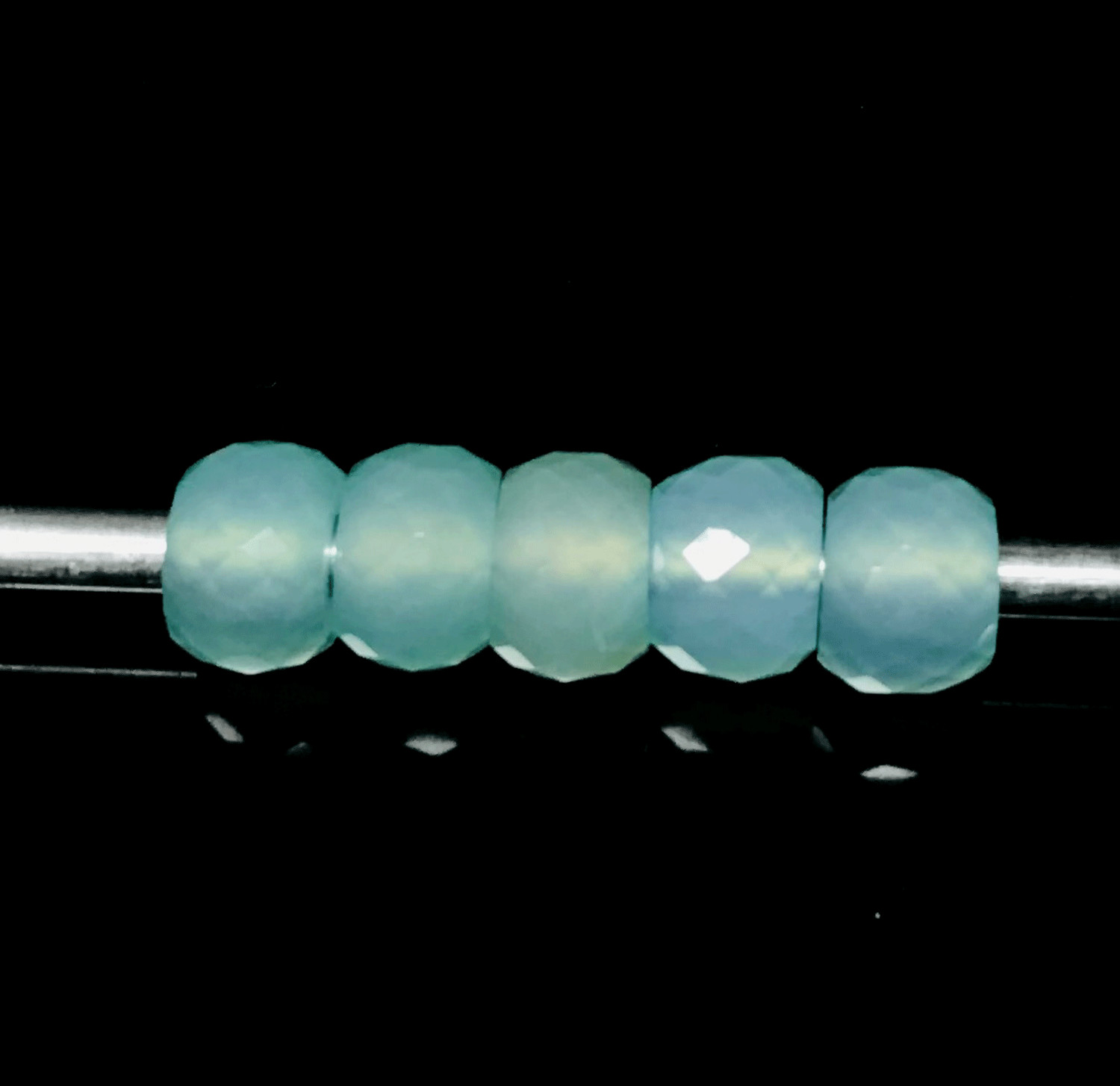 5 Pcs. Transparent Blue Chalcedony Gemstone 12x8mm Beads With 5mm Big Hole Beads