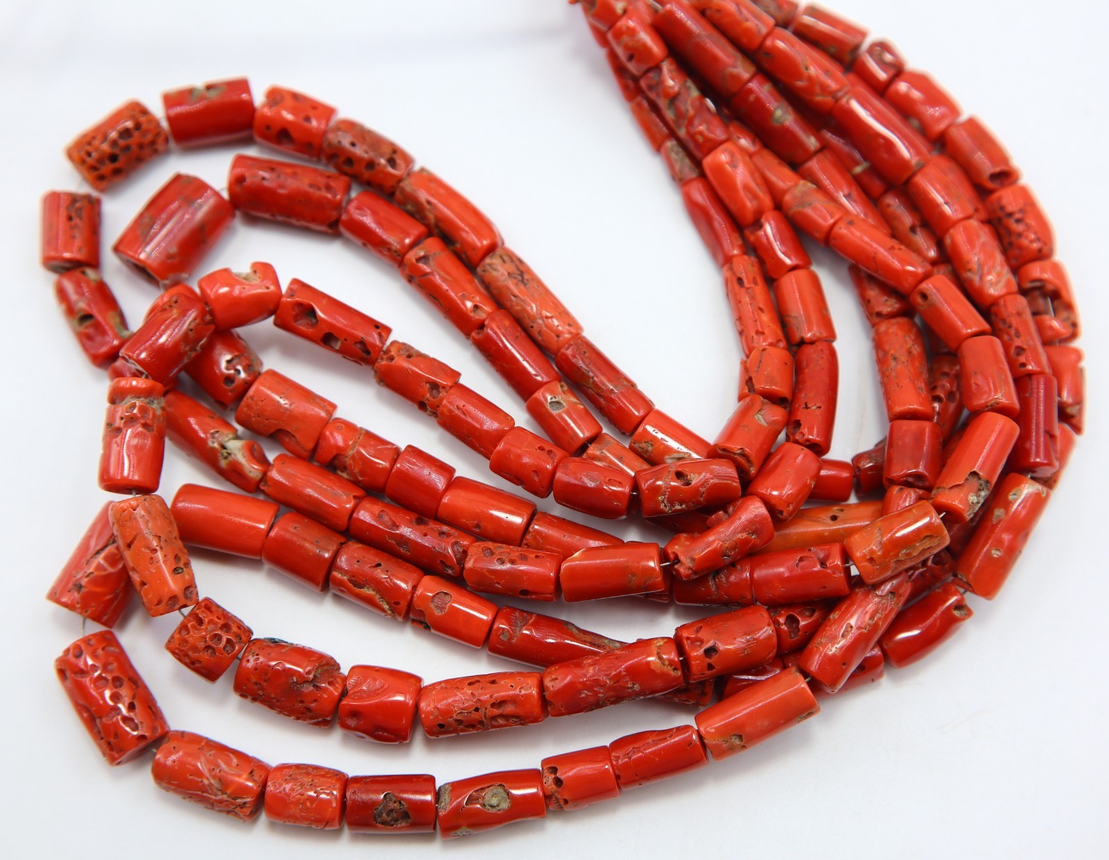 Italian Red Coral Smooth Beads Natural Coral Tube Gemstone Loose Jewelry Making